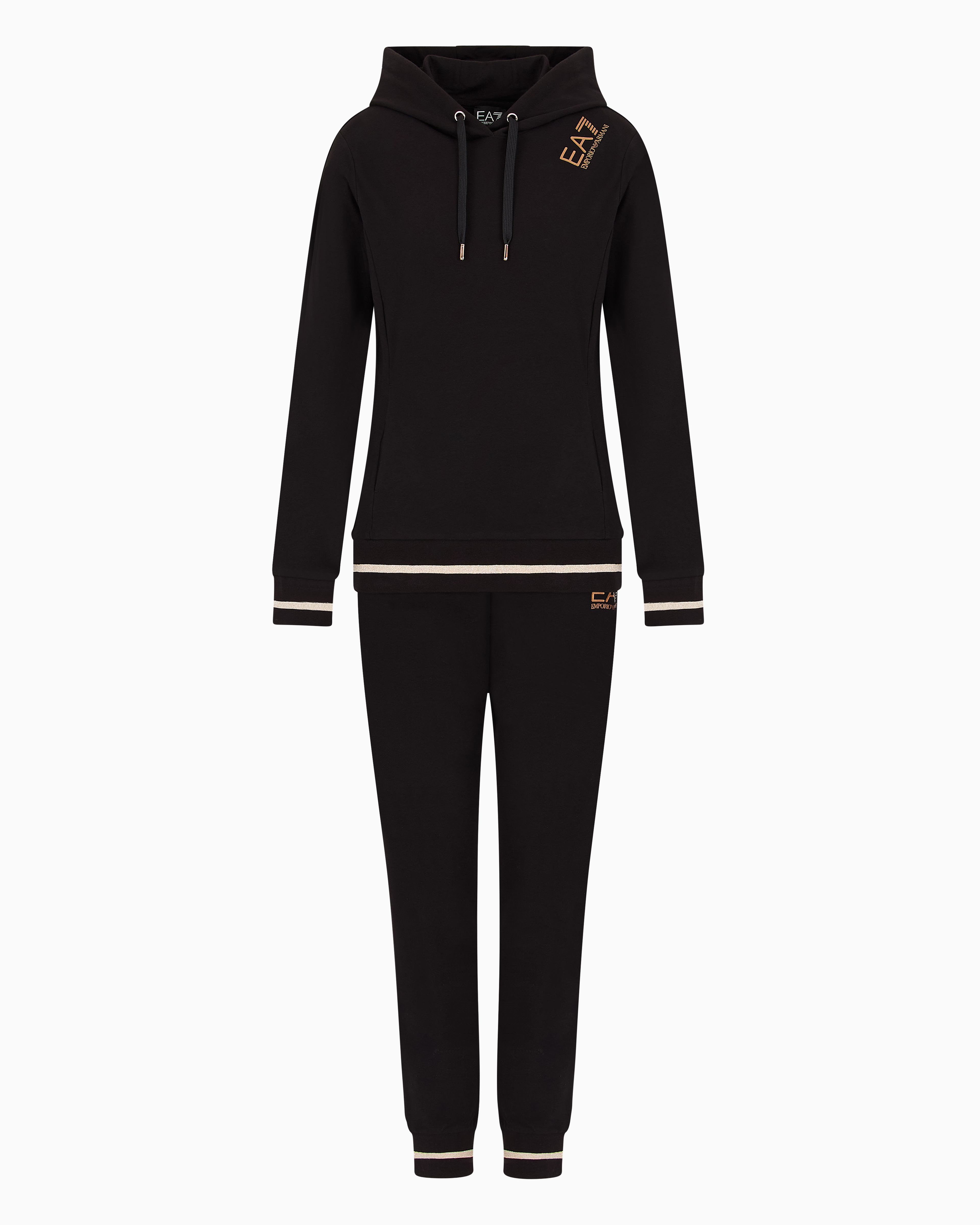 Ea7 Official Store Core Lady Stretch-cotton Tracksuit In Black