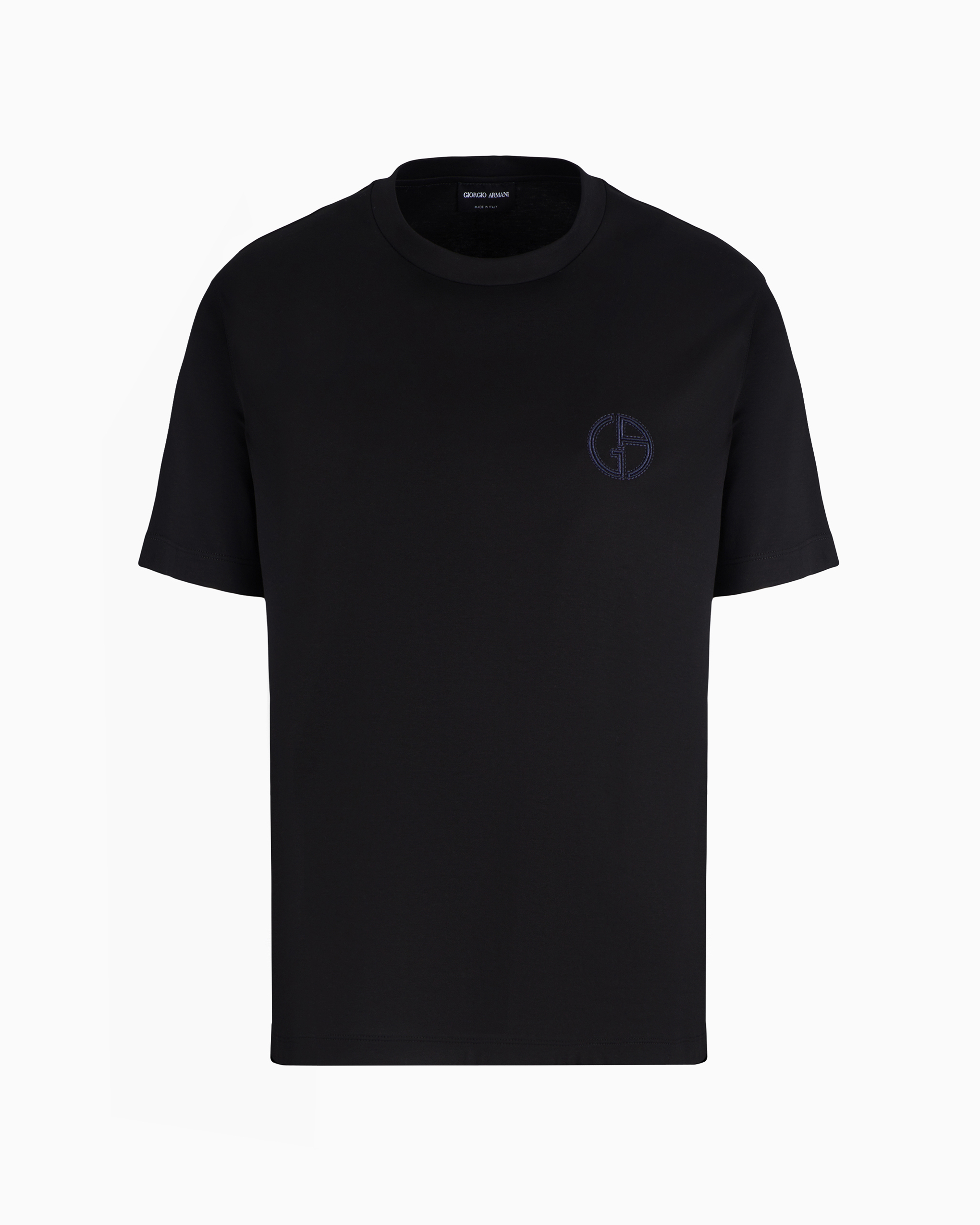 Giorgio Armani Official Store T-shirt Ras-du-cou En Interlock De Coton In Noir