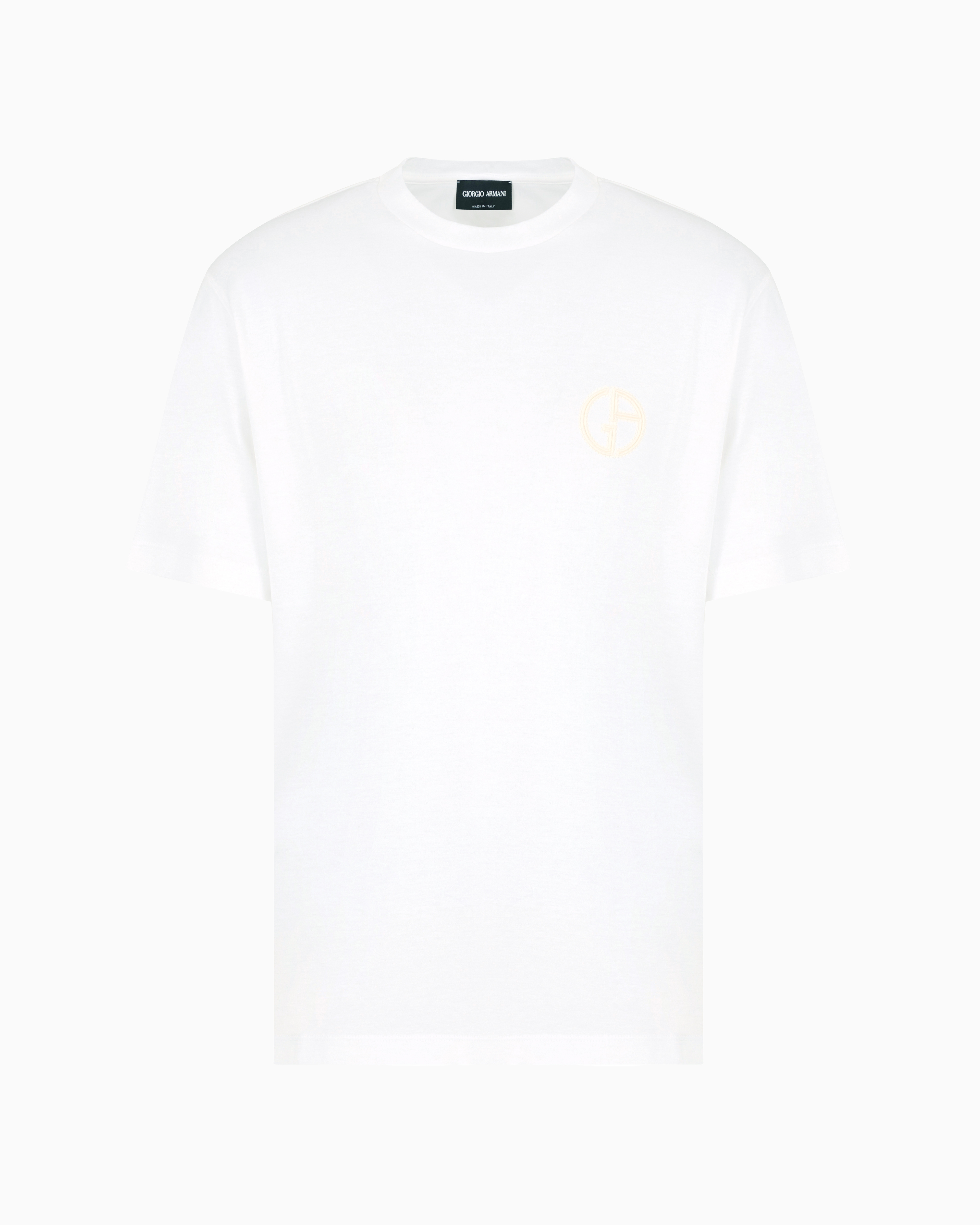 Giorgio Armani Official Store T-shirt Ras-du-cou En Interlock De Coton In Blanc