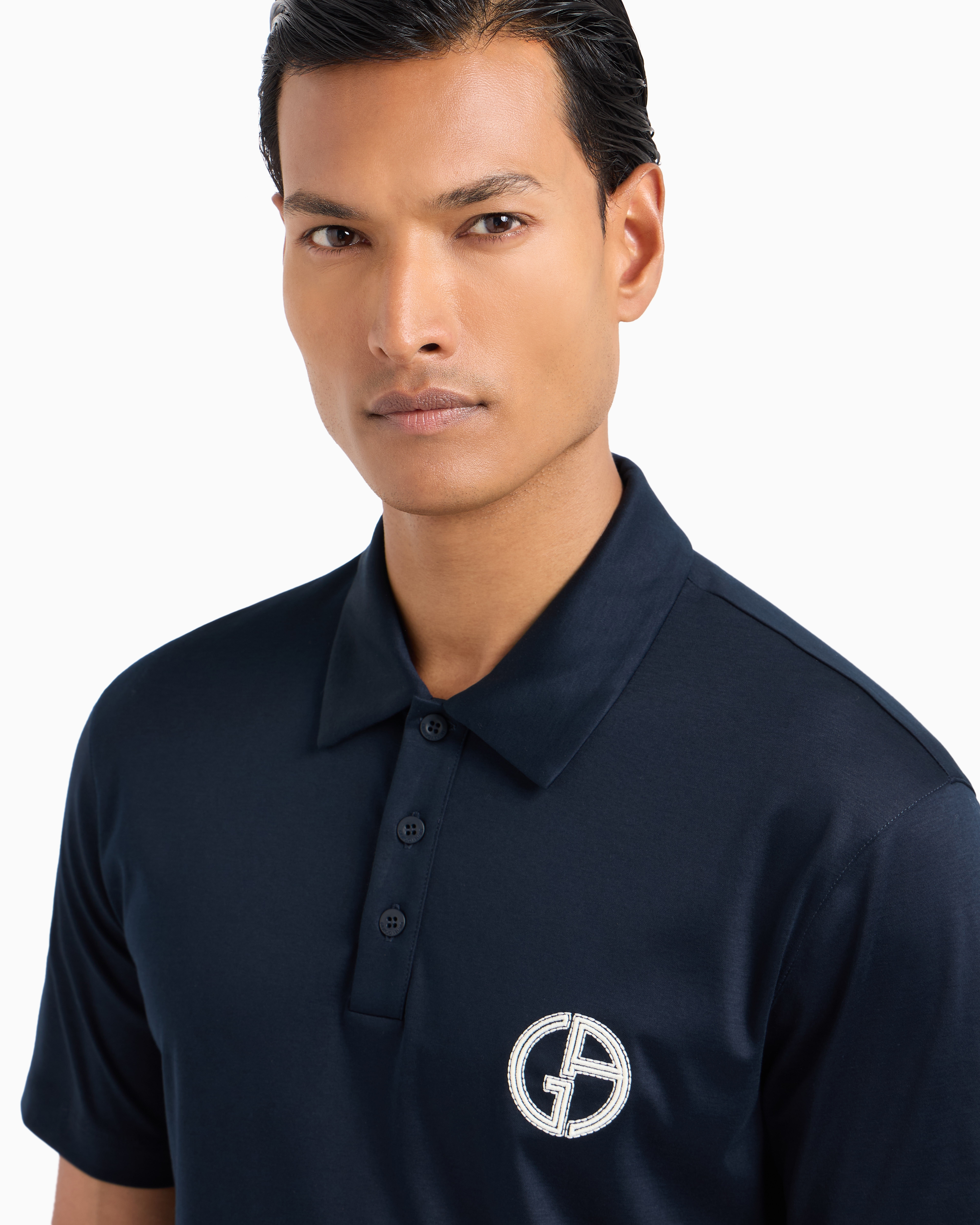 GIORGIO ARMANI SHORT-SLEEVED POLO SHIRT IN COTTON INTERLOCK