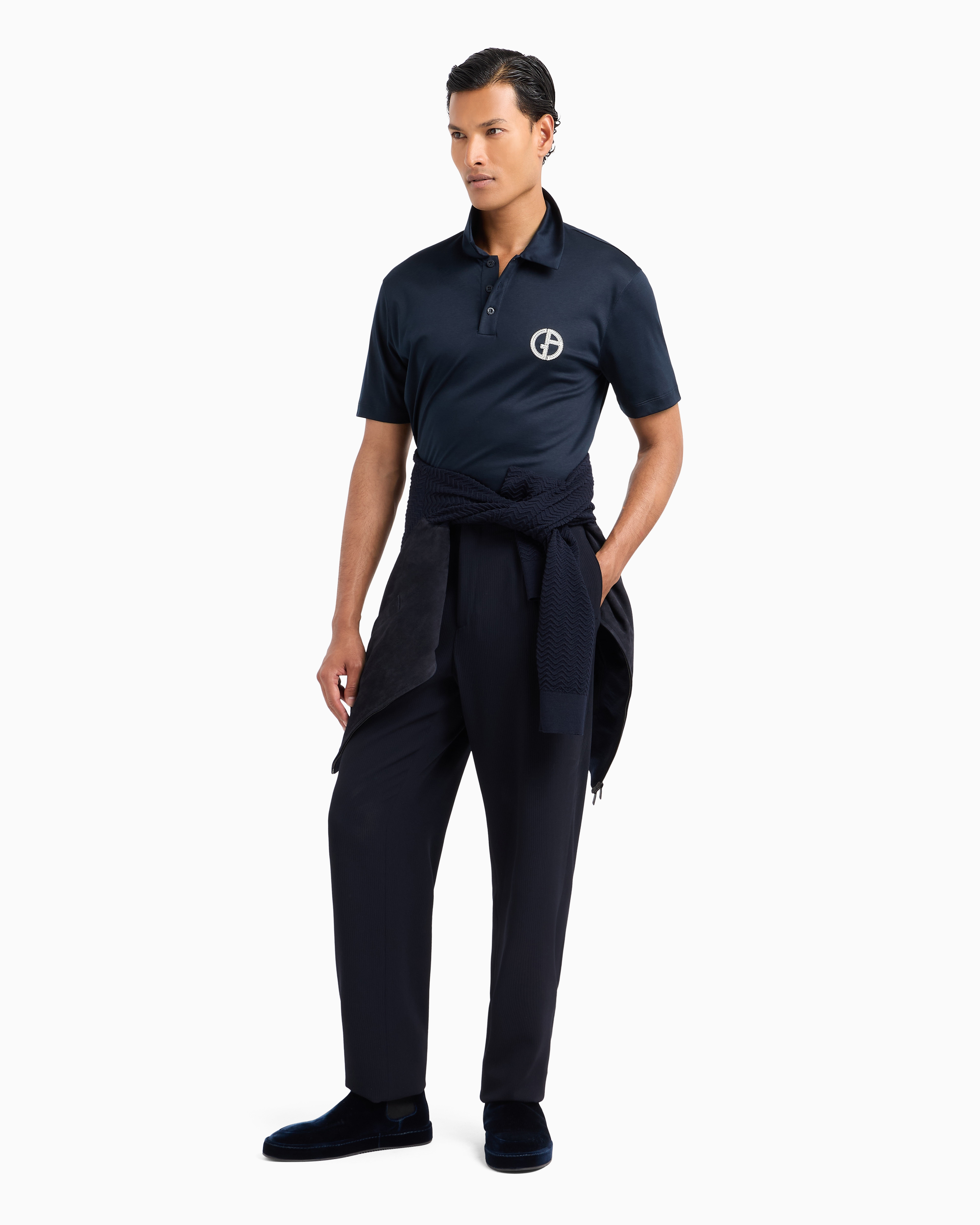 GIORGIO ARMANI SHORT-SLEEVED POLO SHIRT IN COTTON INTERLOCK