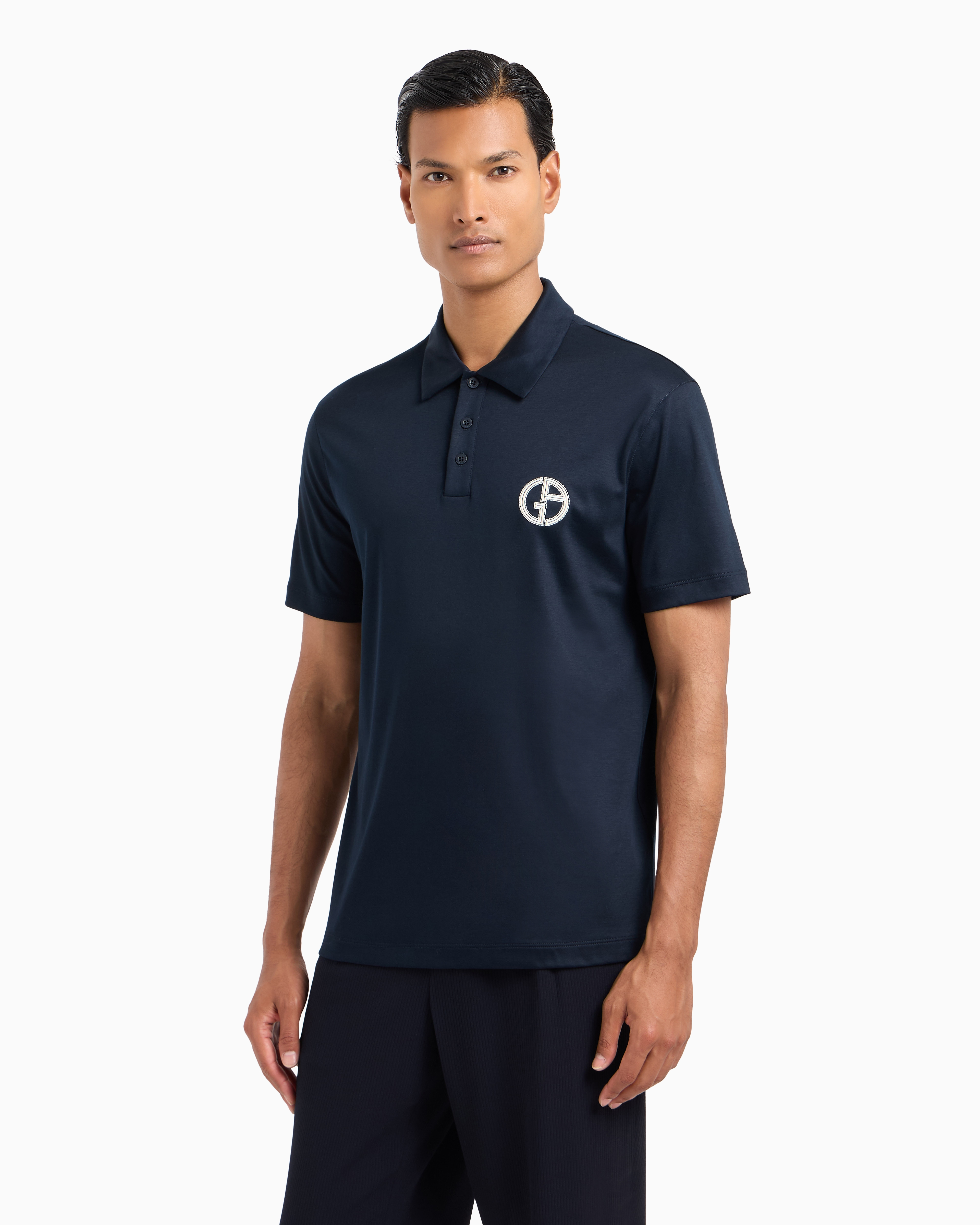 GIORGIO ARMANI SHORT-SLEEVED POLO SHIRT IN COTTON INTERLOCK