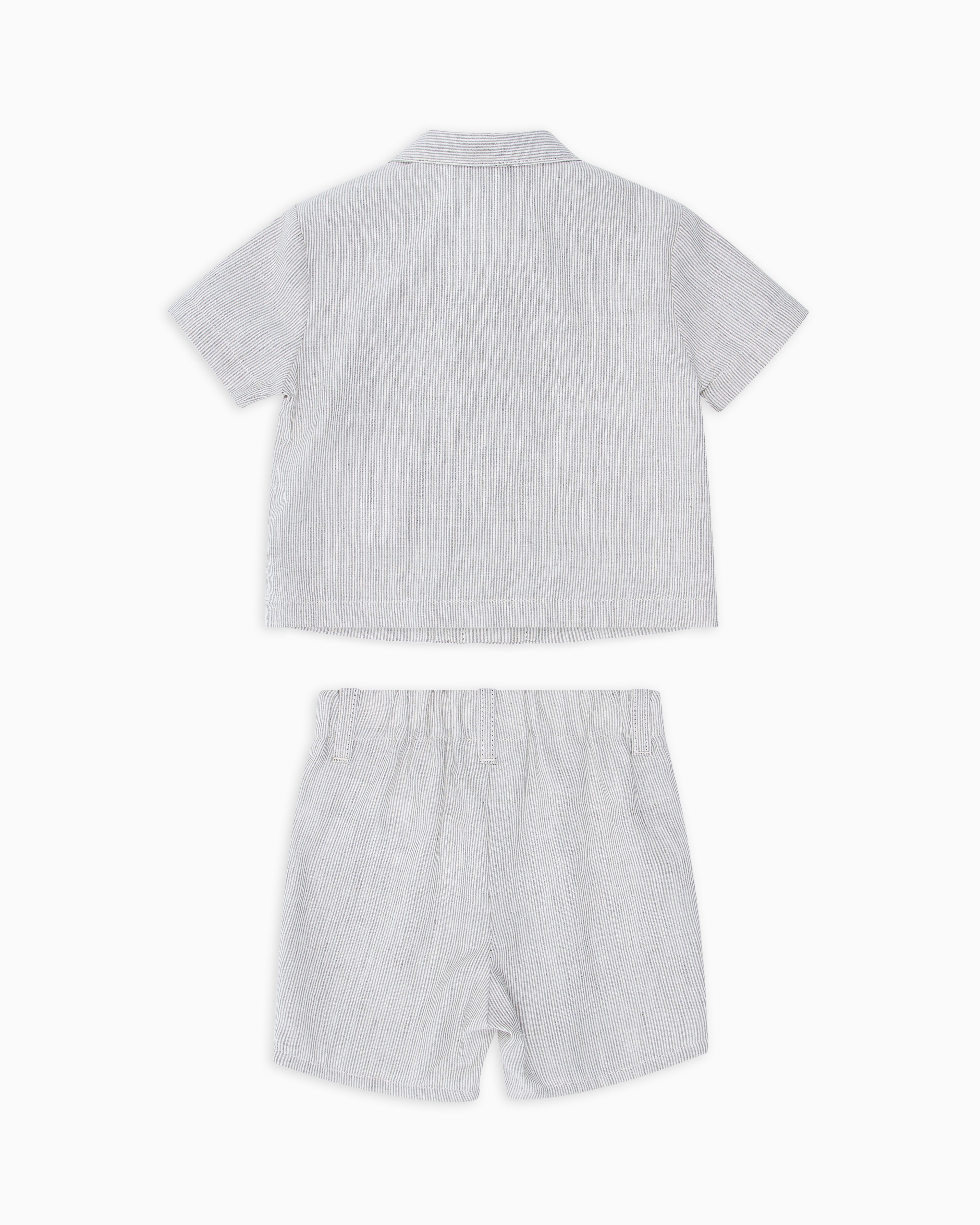 Emporio Armani Linen-blend Shirt And Shorts Set In Beige