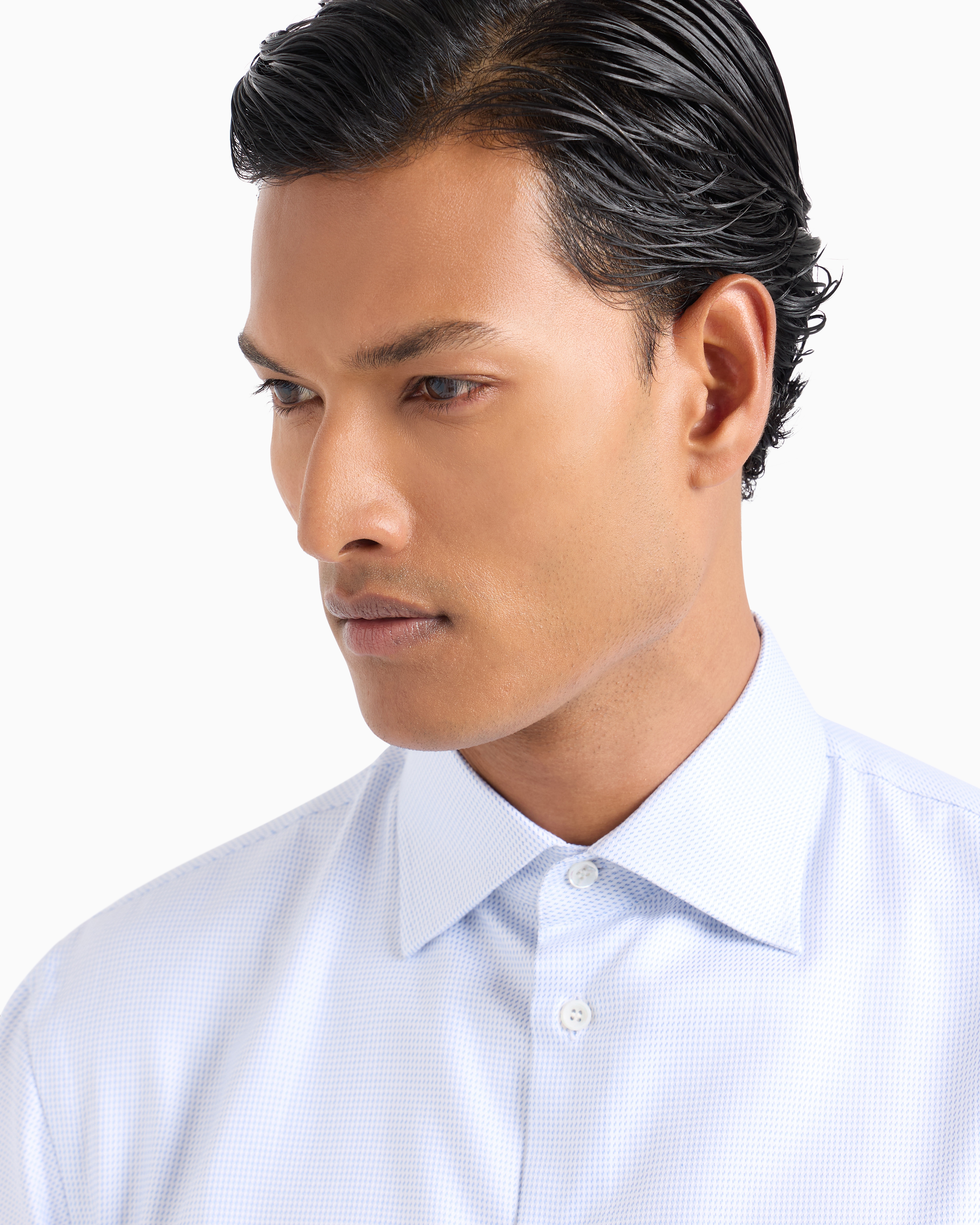 Giorgio Armani Official Store Regular-fit Shirt Made From Micro-woven Cotton In Pattern