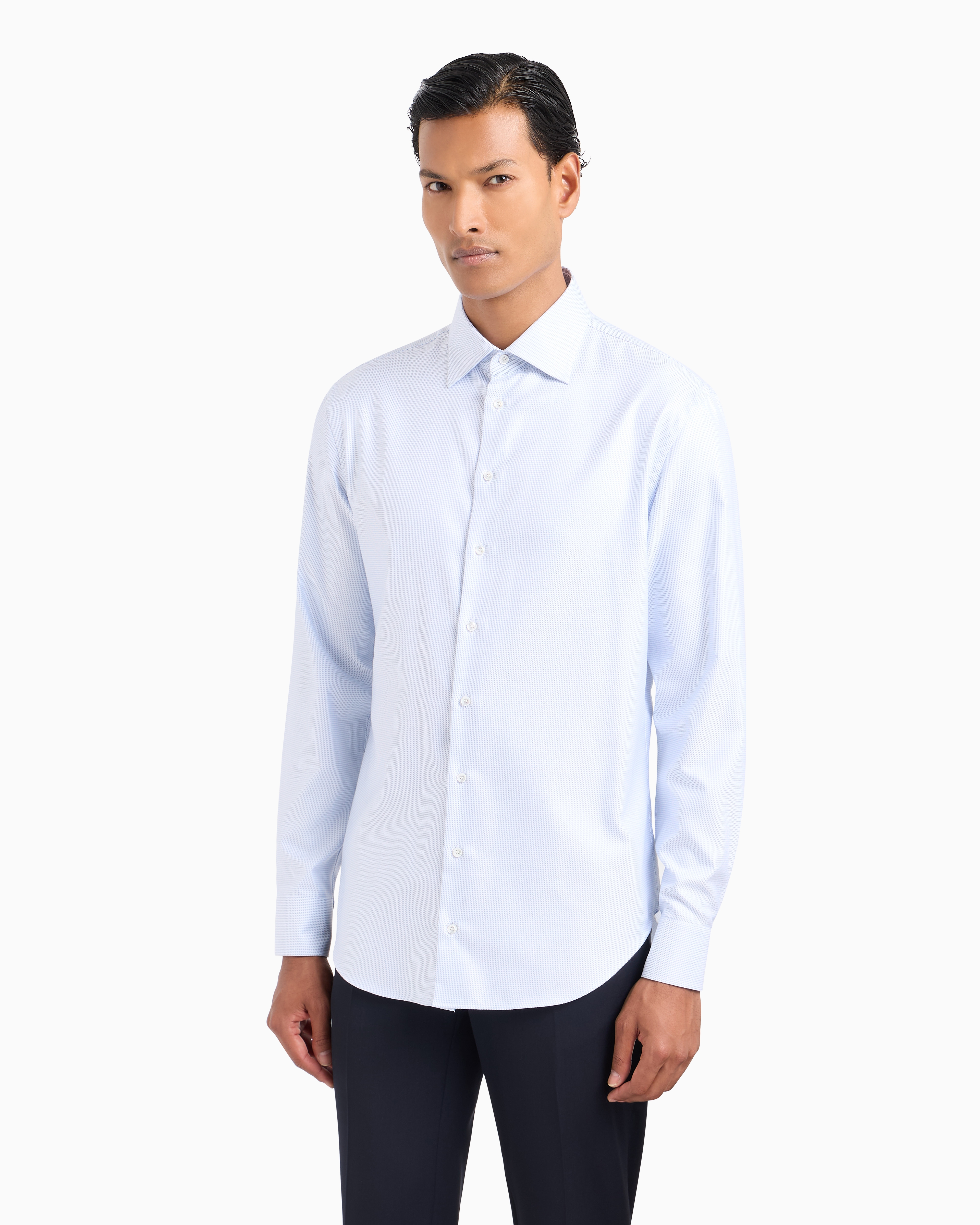 Giorgio Armani Official Store Regular-fit Shirt Made From Micro-woven Cotton In Pattern