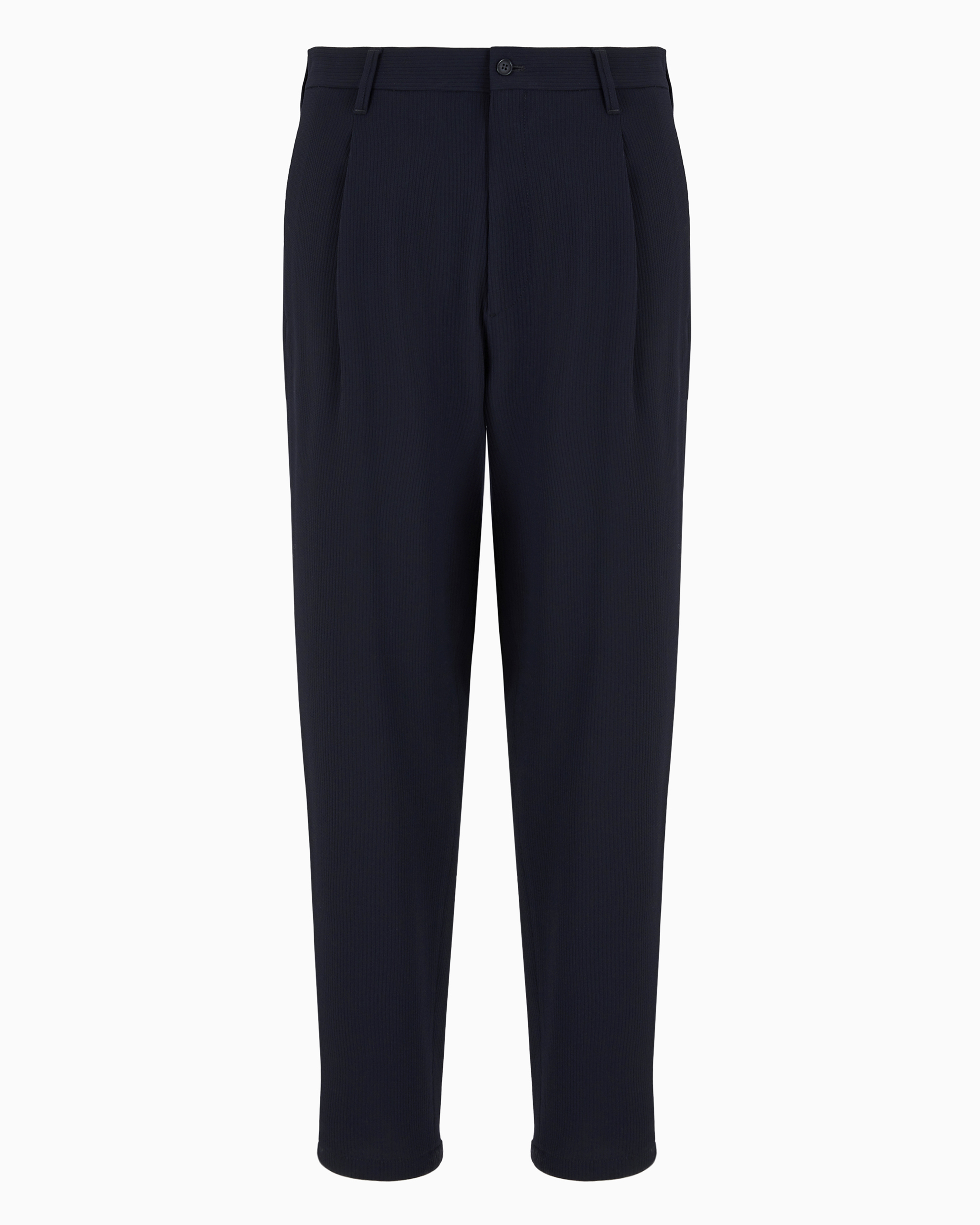 Giorgio Armani Official Store Single-pleat Virgin Wool Trousers In Bleu