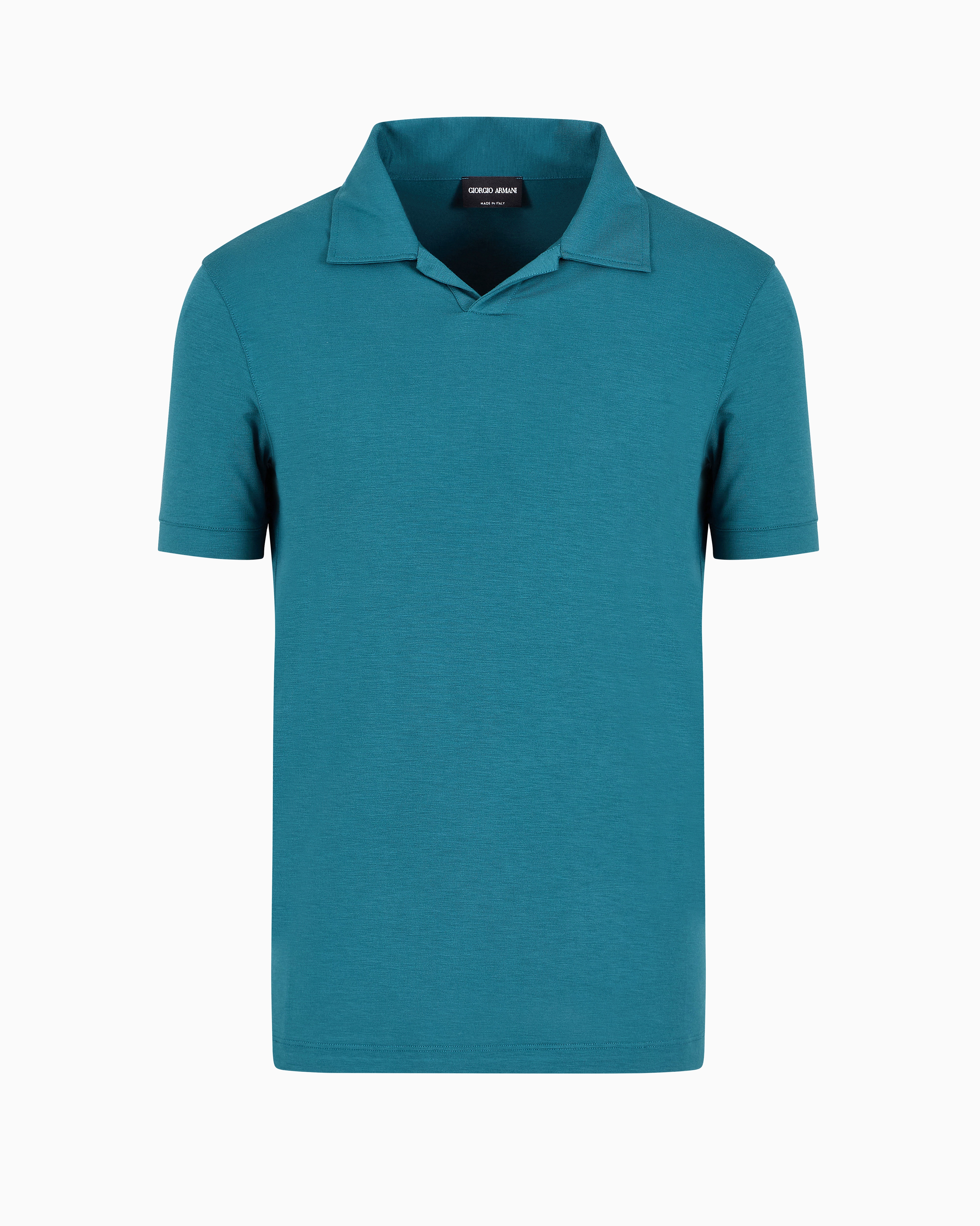 Giorgio Armani Official Store Stretch Viscose Jersey Short-sleeved Polo Shirt In Green