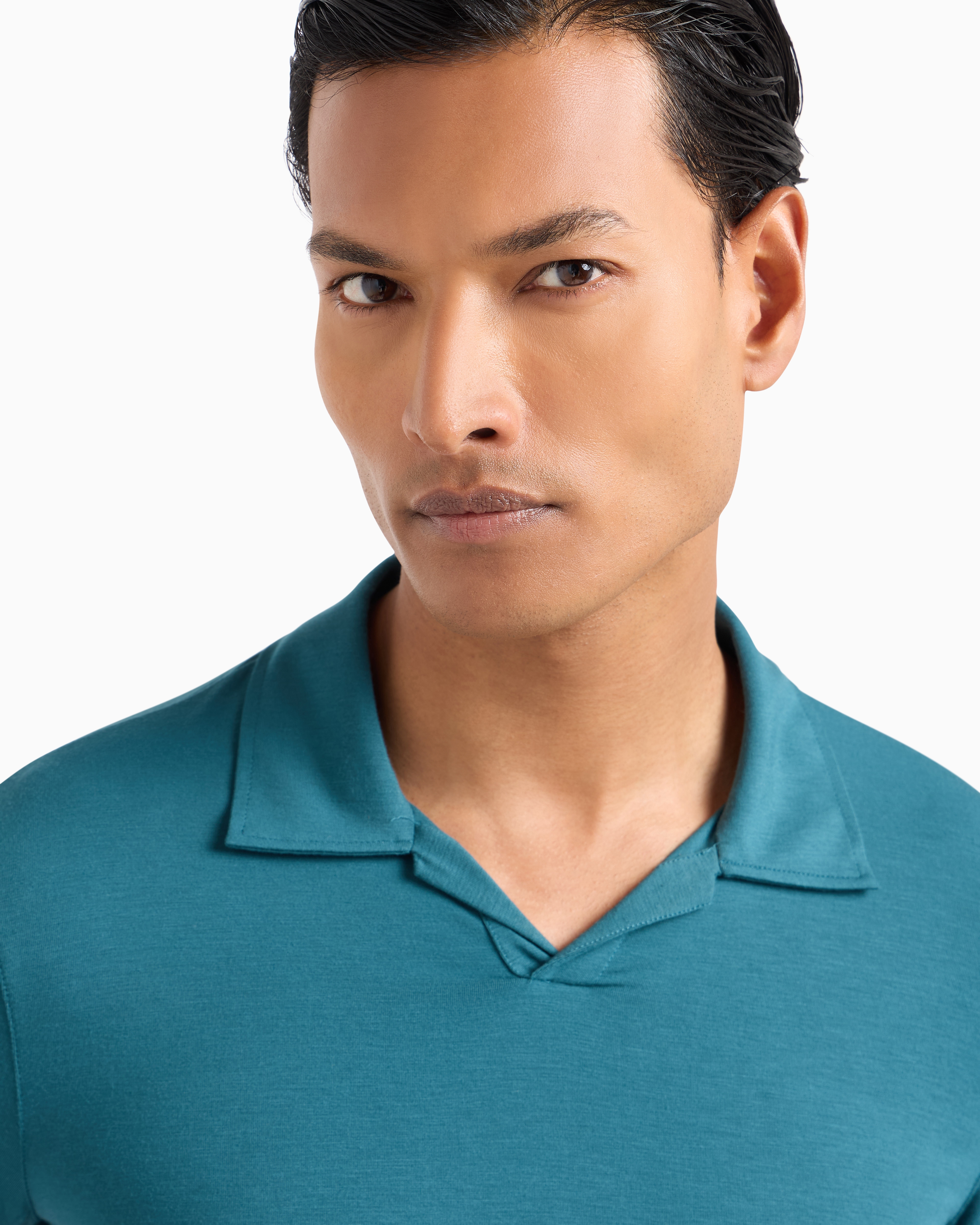 Shop Giorgio Armani Stretch Viscose Jersey Short-sleeved Polo Shirt In Green