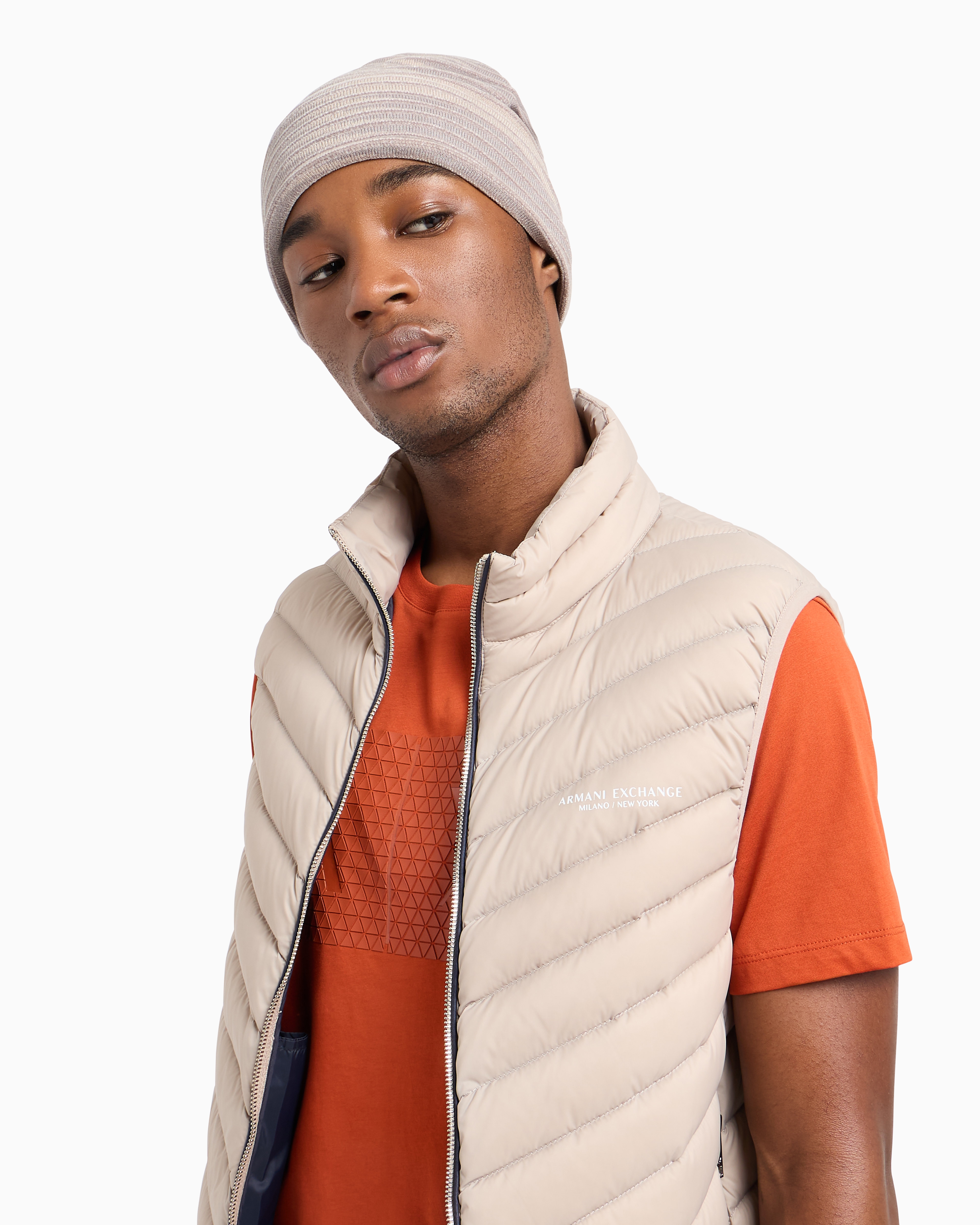 ARMANI EXCHANGE DOUBLE-FACE PADDED SLEEVELESS DOWN JACKET 