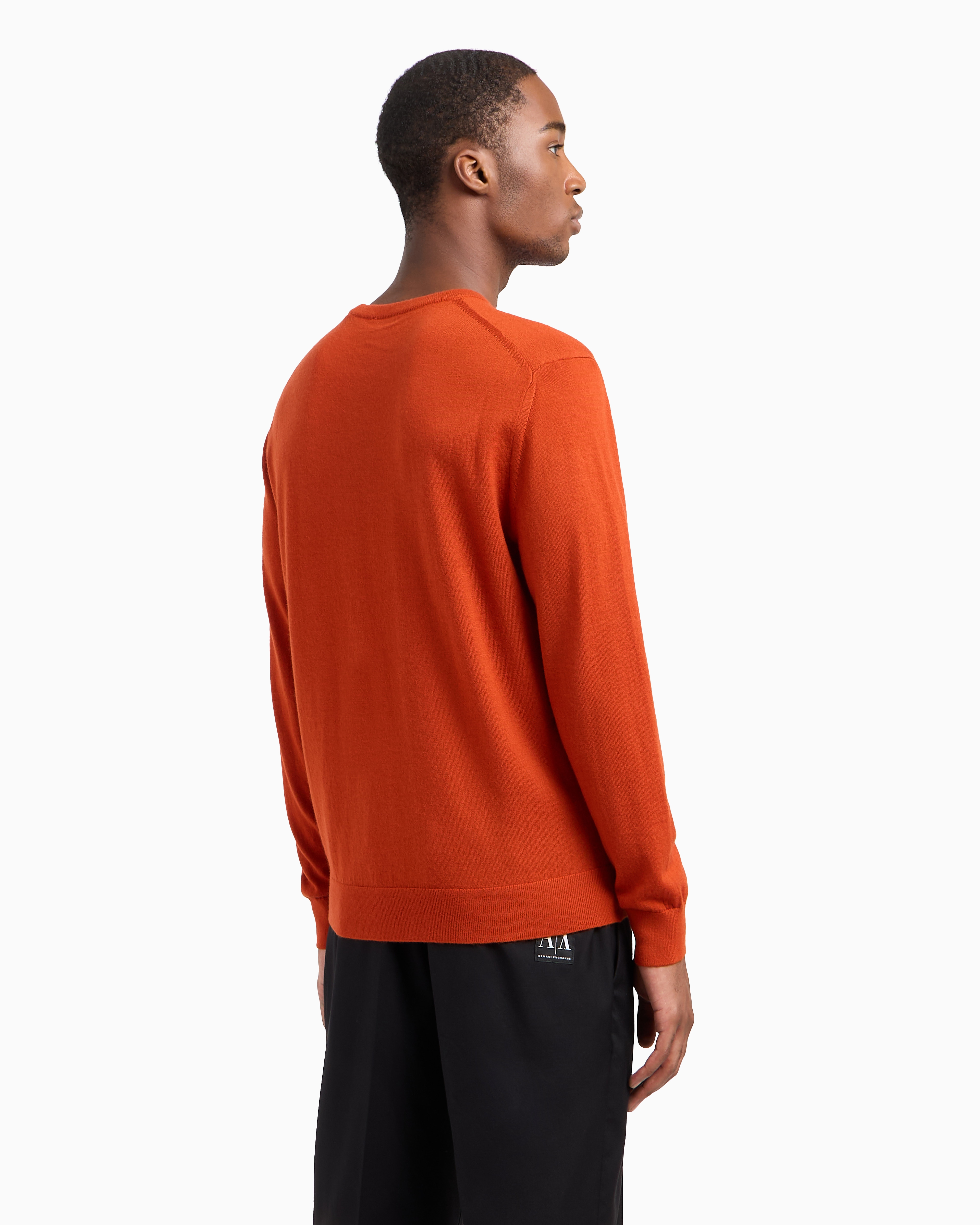 Shop Armani Exchange Crewneck Sweater In Virgin Wool In Orange