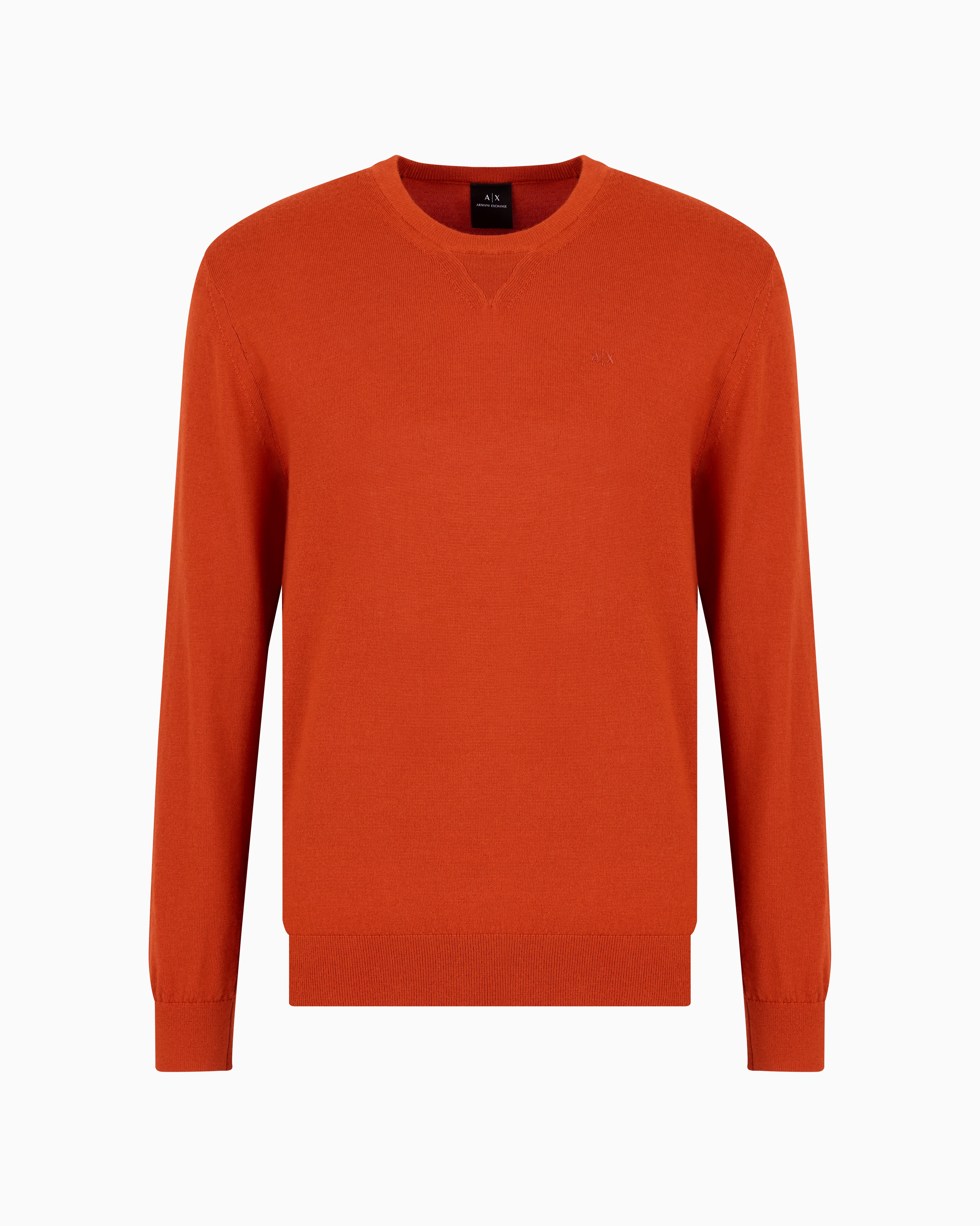 Shop Armani Exchange Crewneck Sweater In Virgin Wool In Orange