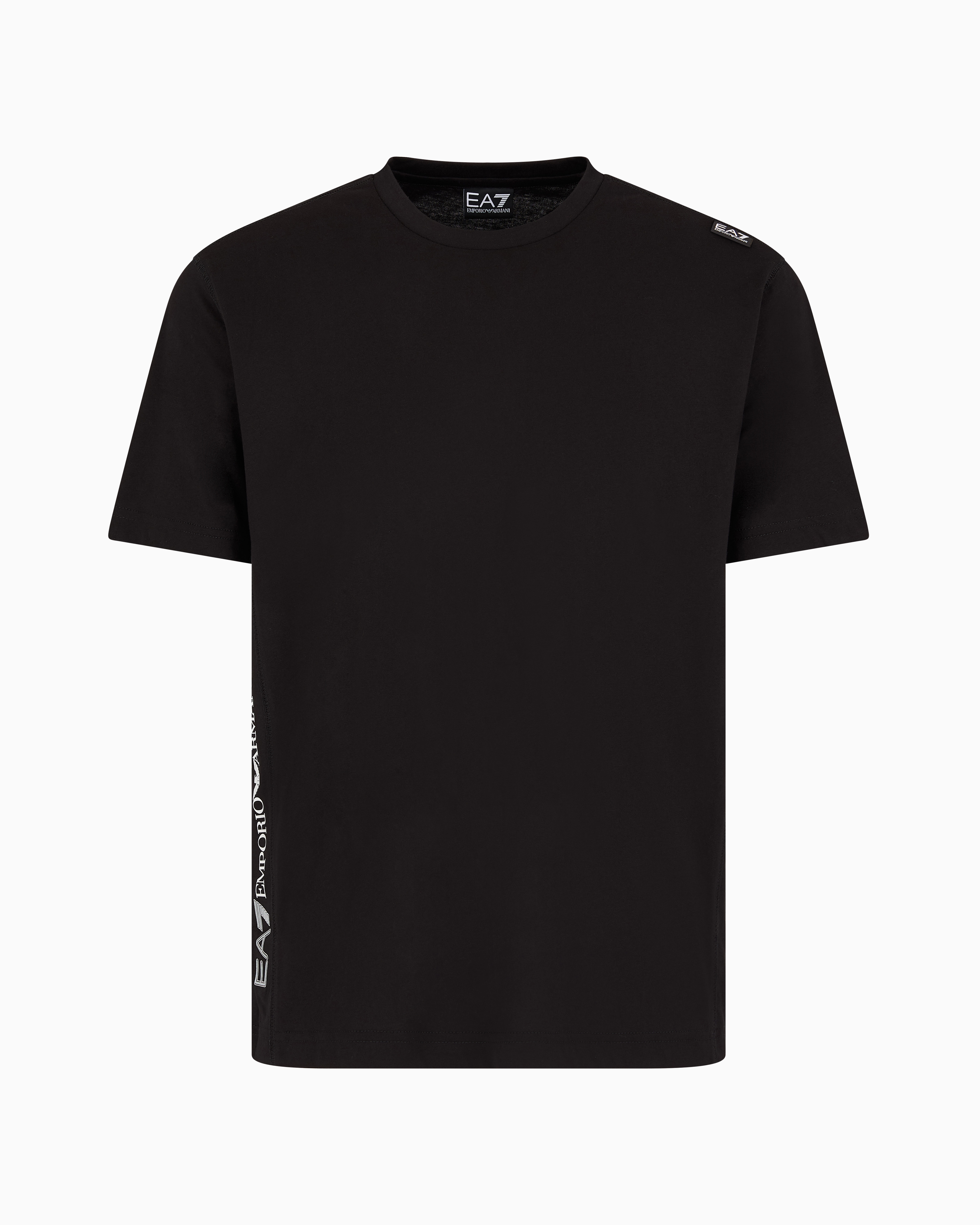 Ea7 Official Store Logo Series Cotton Crew-neck T-shirt In Black