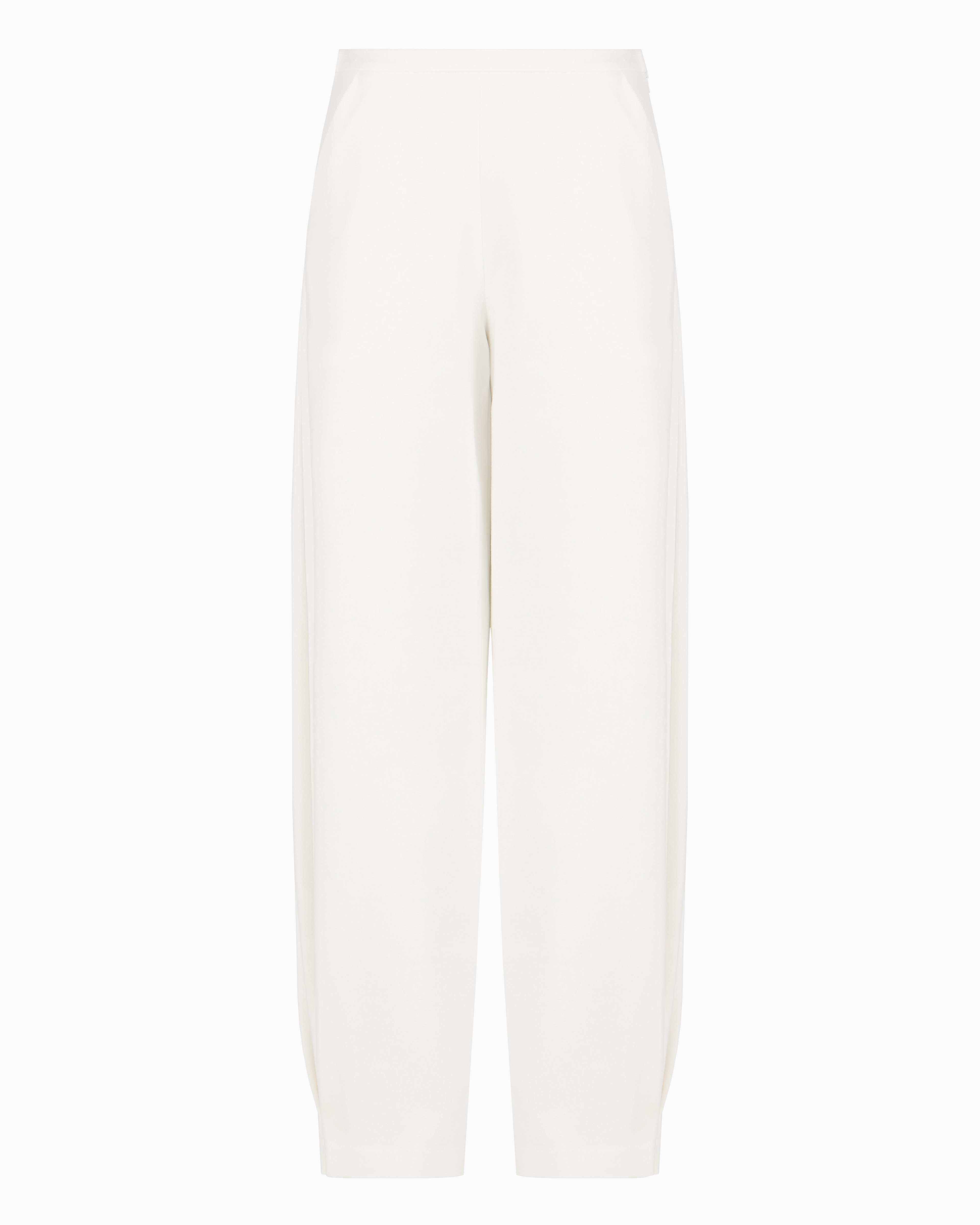 Emporio Armani Official Store Stretch Milano-stitch Fabric Trousers With Pleat At The Hem In Neutral