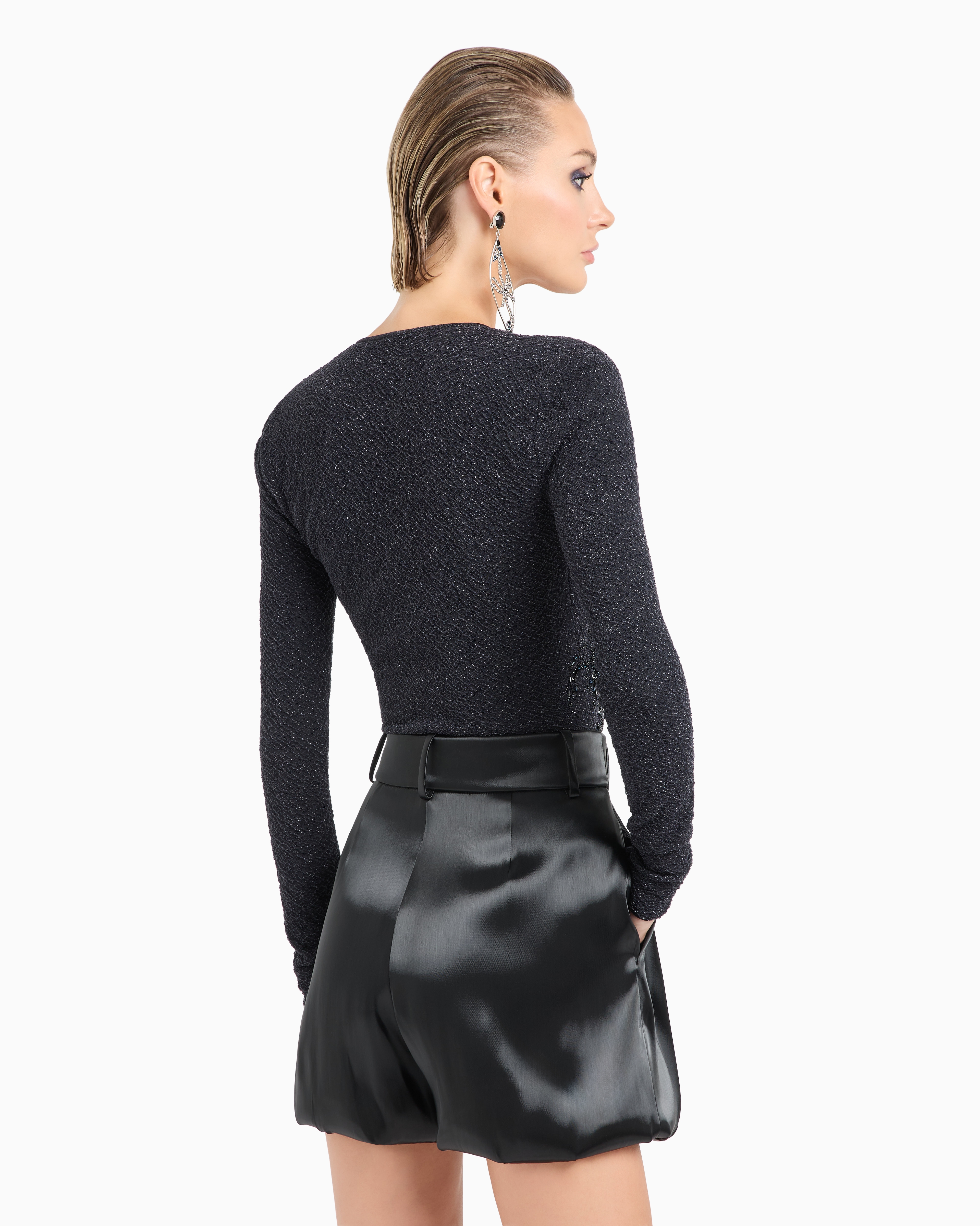 Giorgio Armani Pleated Liquid Silk Balloon Shorts