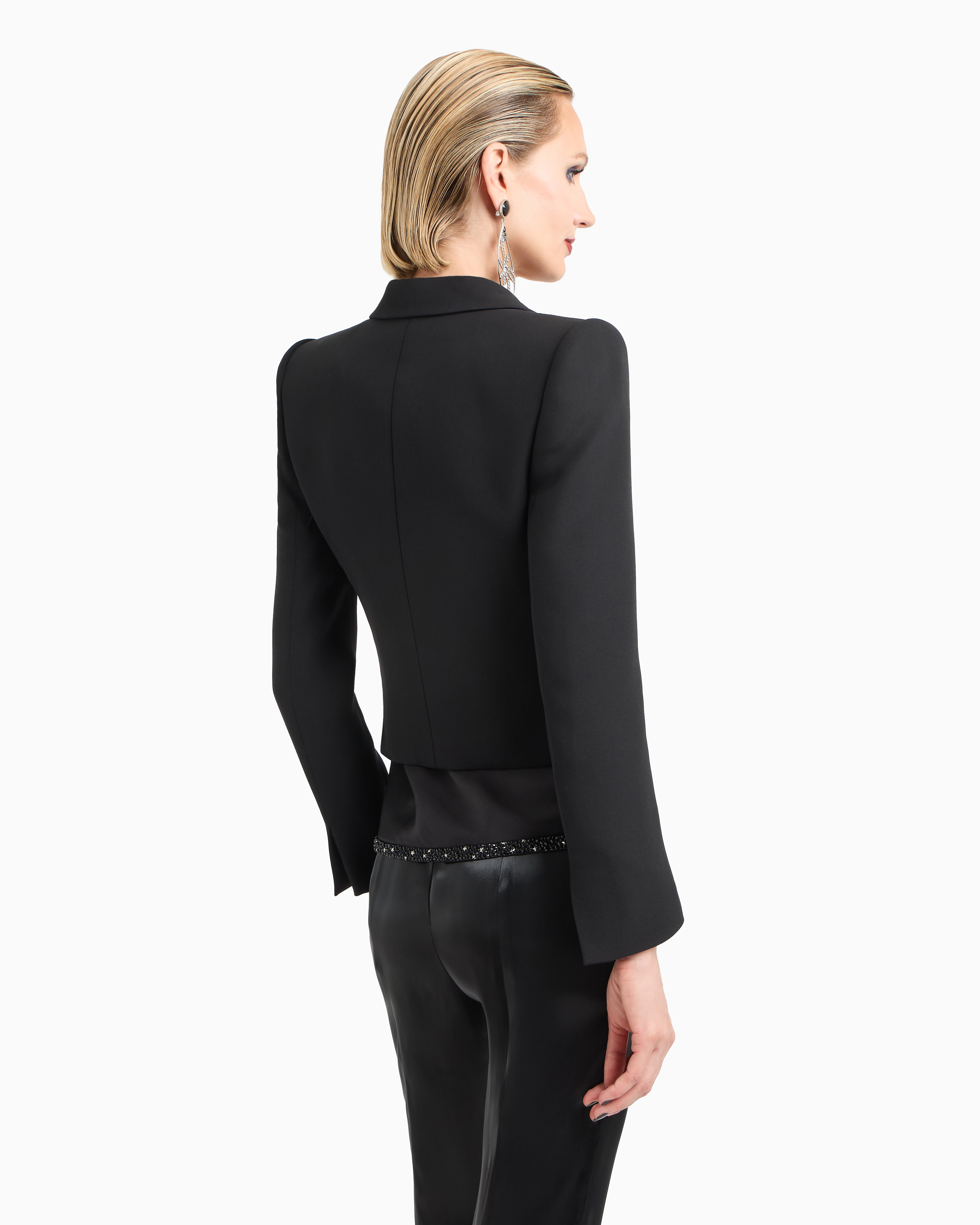 Giorgio Armani Glitter Silk-cady Single-breasted Short Jacket