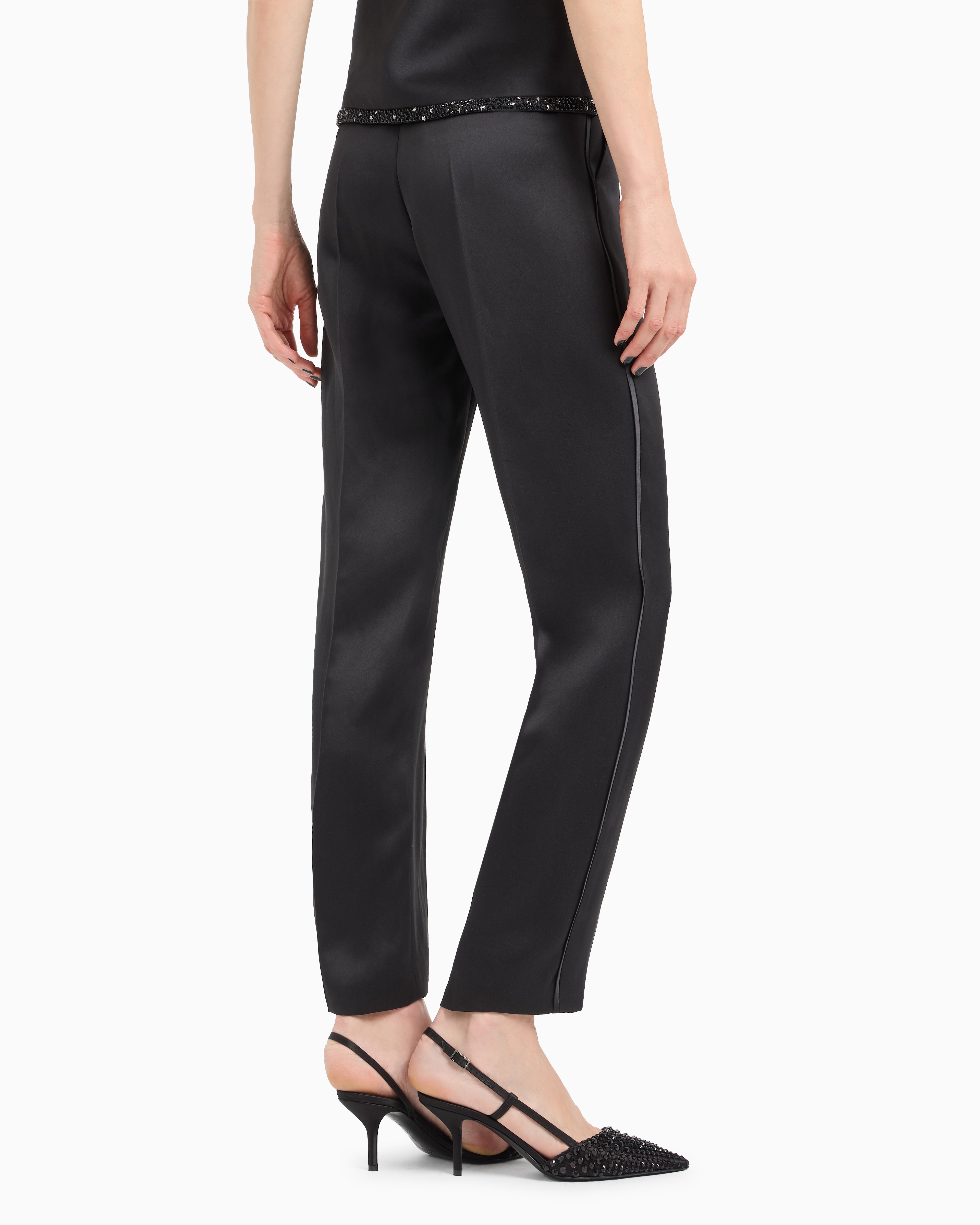 Giorgio Armani Glitter Silk Satin Single-pleat Trousers
