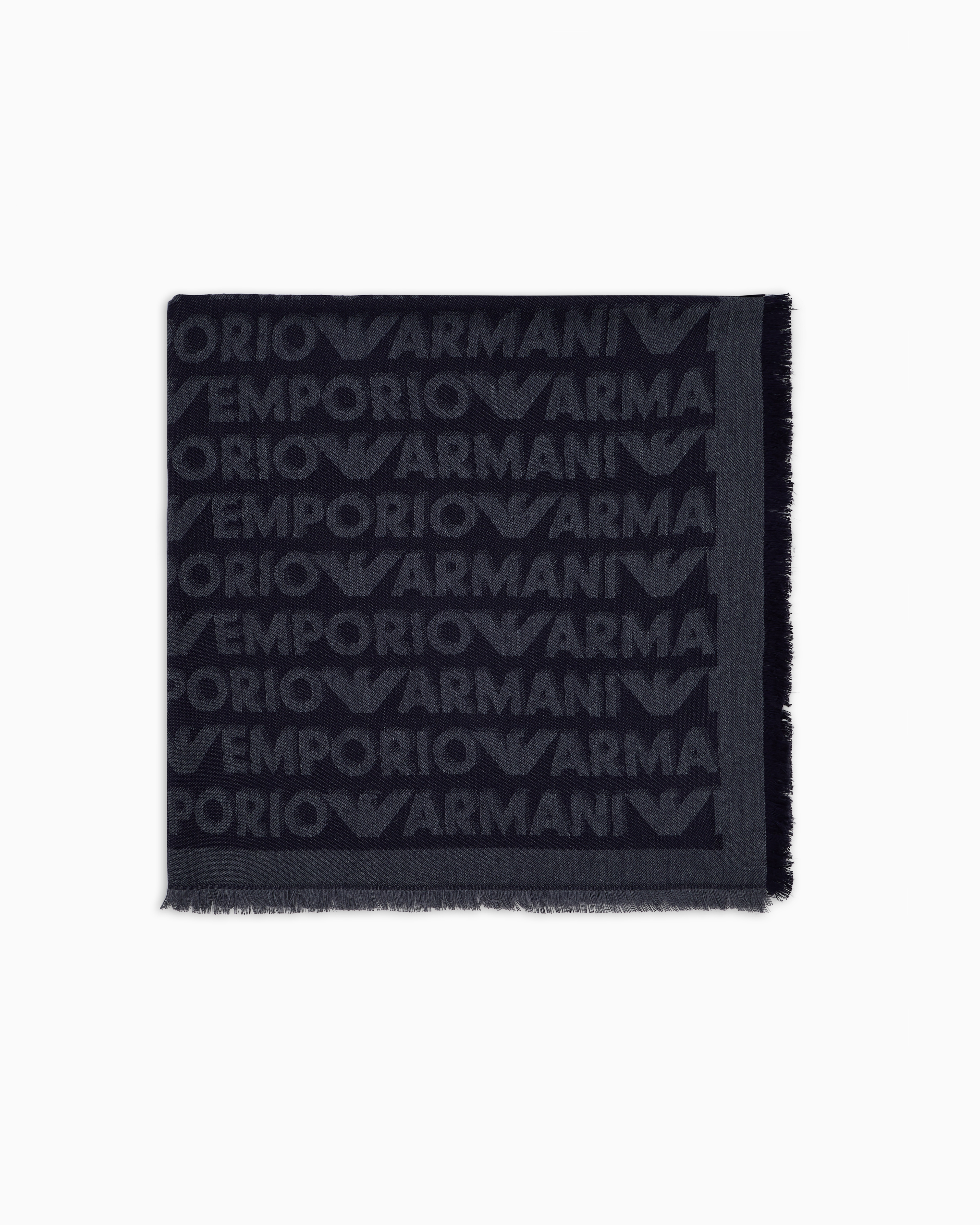 Emporio Armani Viscose-blend Foulard With  Milano Print In Black