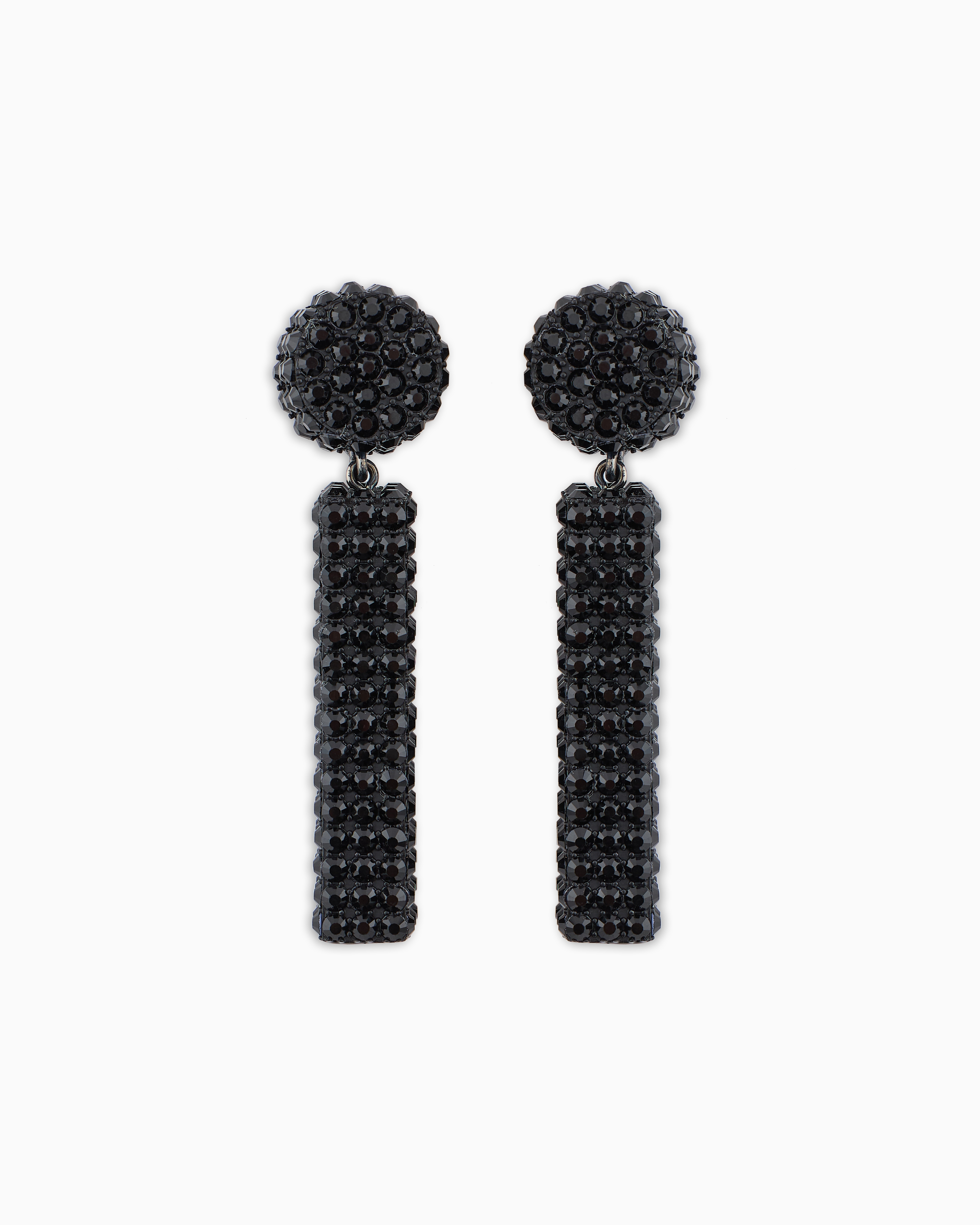 Emporio Armani Official Store Oversized Pendant Earrings With Rhinestones In Noir