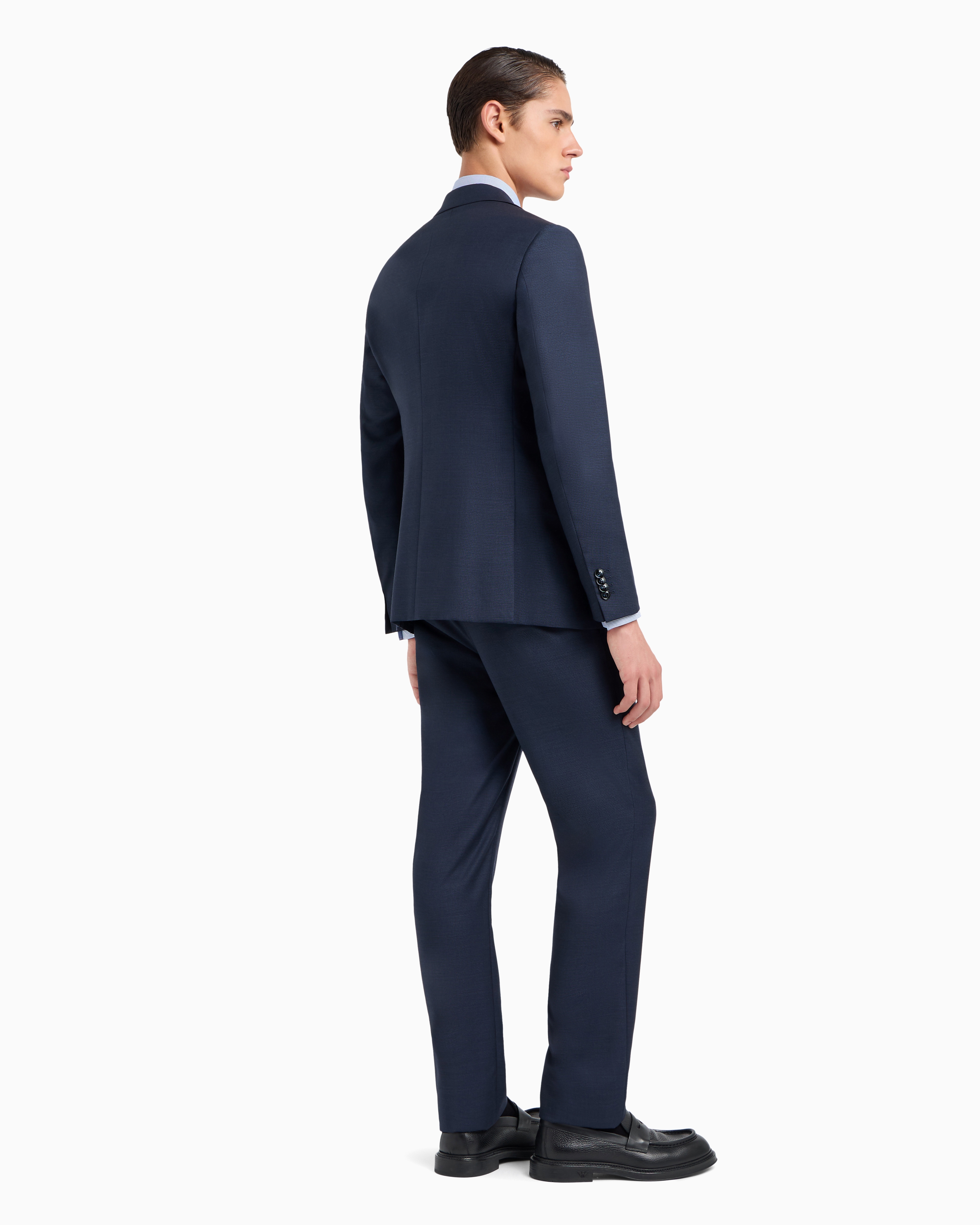 GIORGIO ARMANI SOHO LINE SINGLE-BREASTED SUIT IN PINPOINT-EFFECT VIRGIN WOOL 