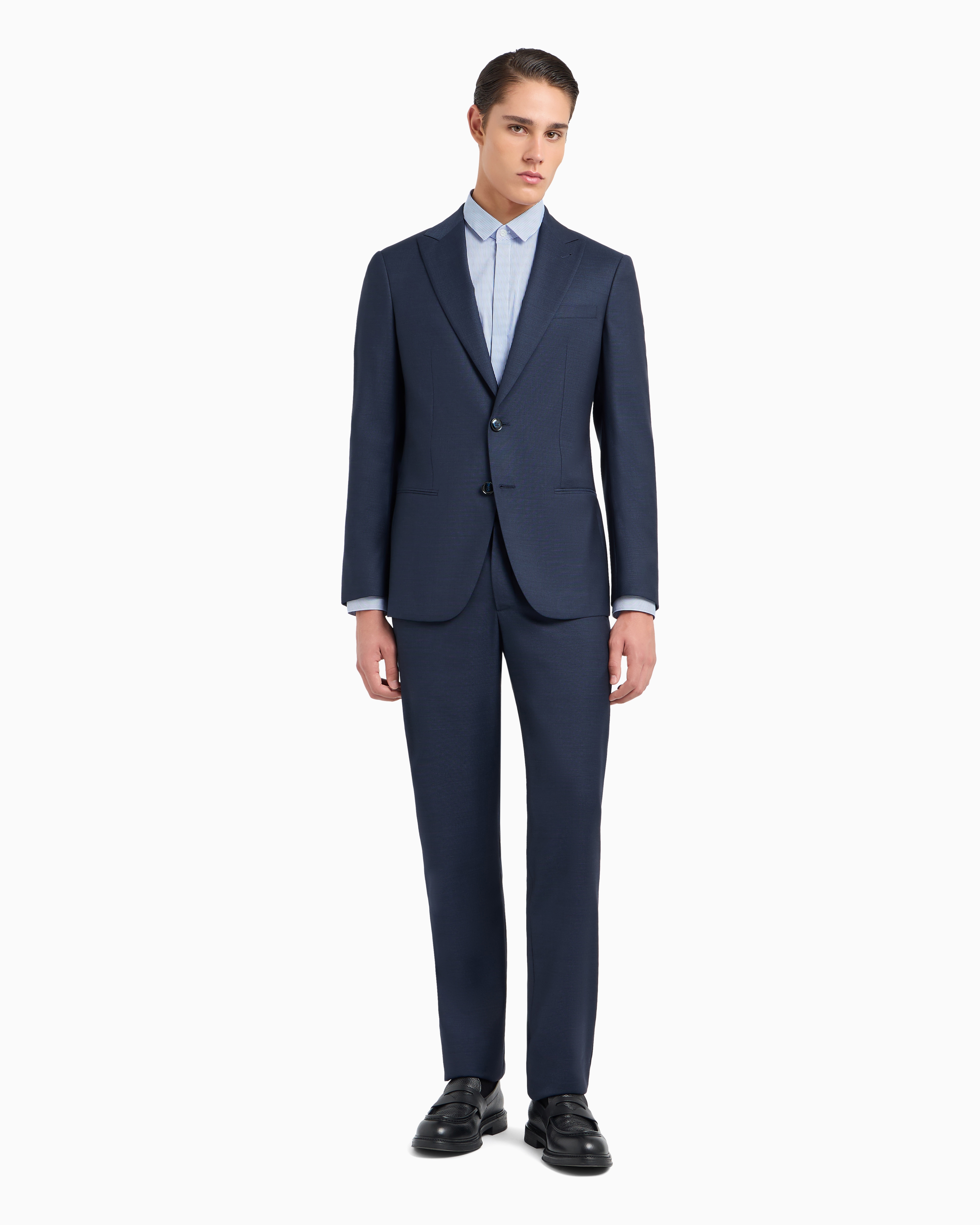 GIORGIO ARMANI SOHO LINE SINGLE-BREASTED SUIT IN PINPOINT-EFFECT VIRGIN WOOL 