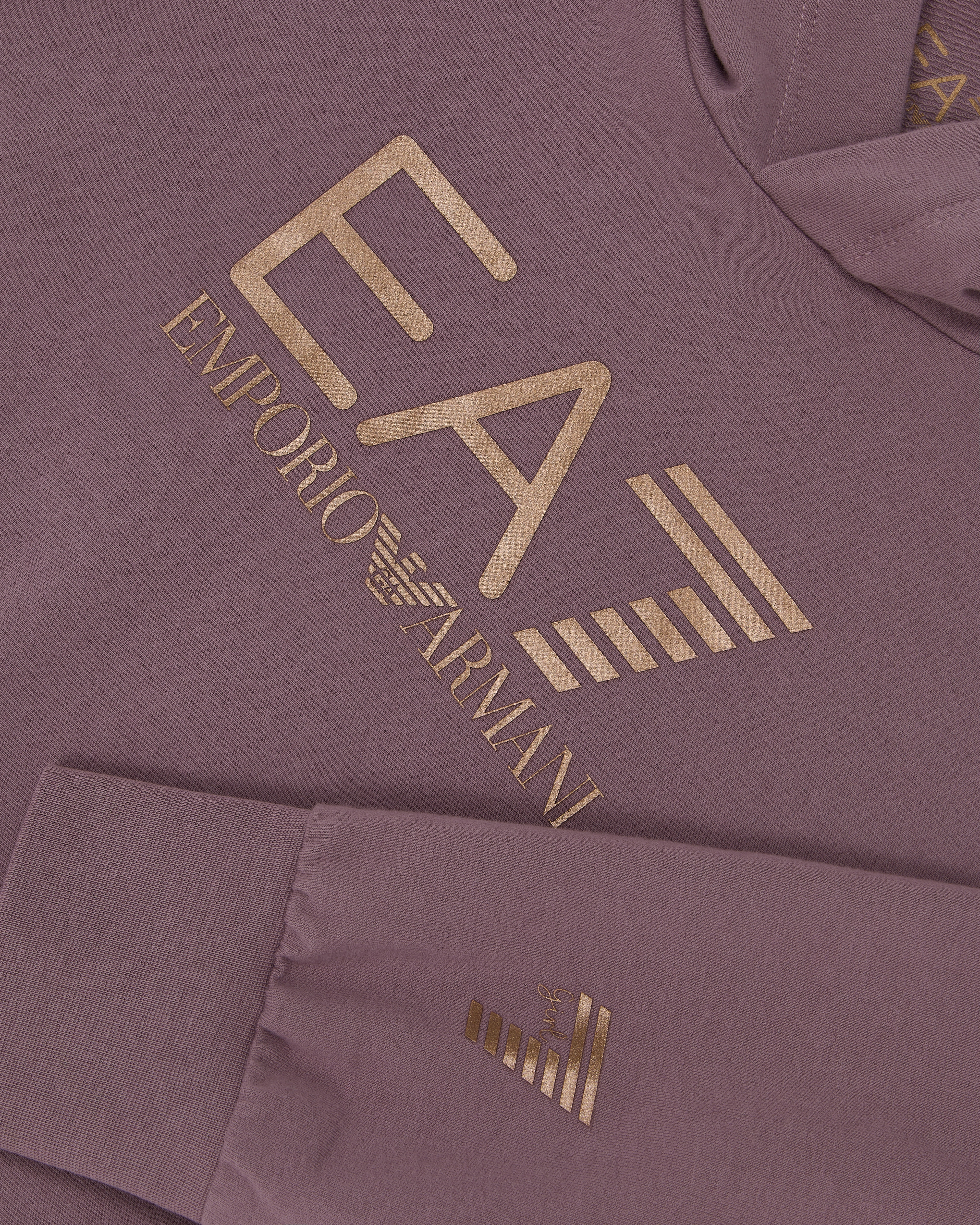 Ea7 Official Store Shiny Girl Stretch-cotton Hooded Sweatshirt In Pink