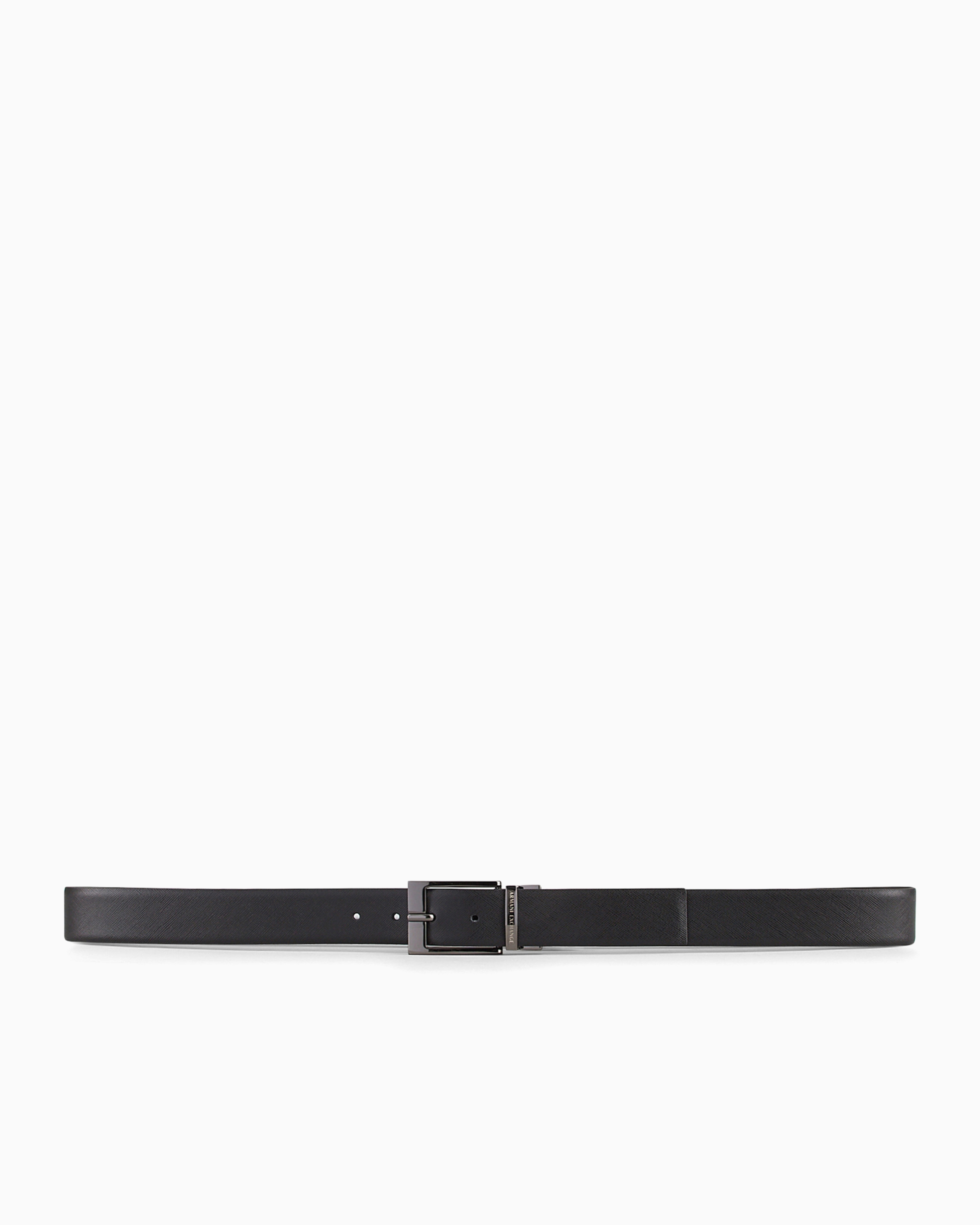 Shop Armani Exchange Genuine Leather Belt In Black