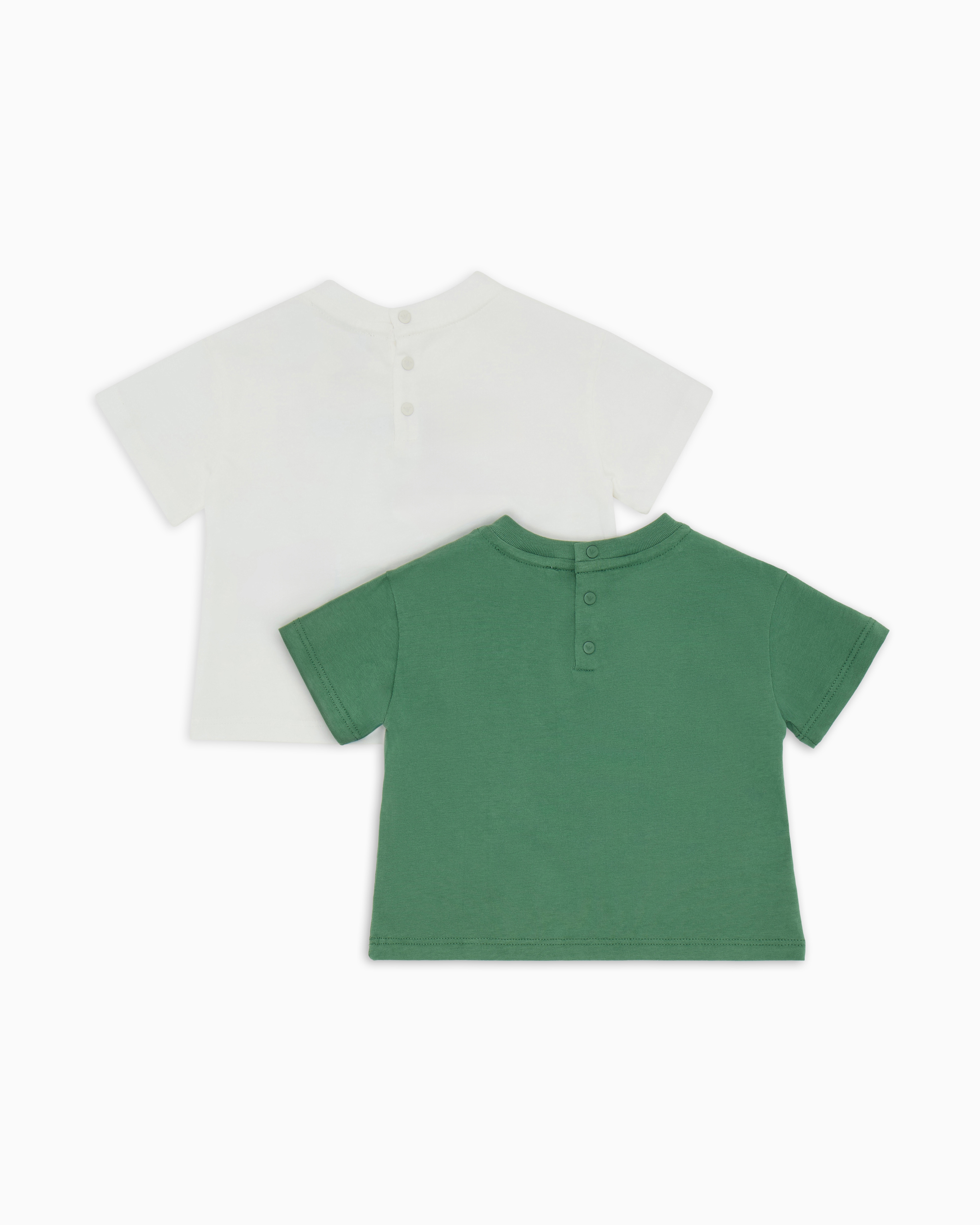 Emporio Armani Two-pack Of Jersey T-shirts With Graphic Design Logo Print In White