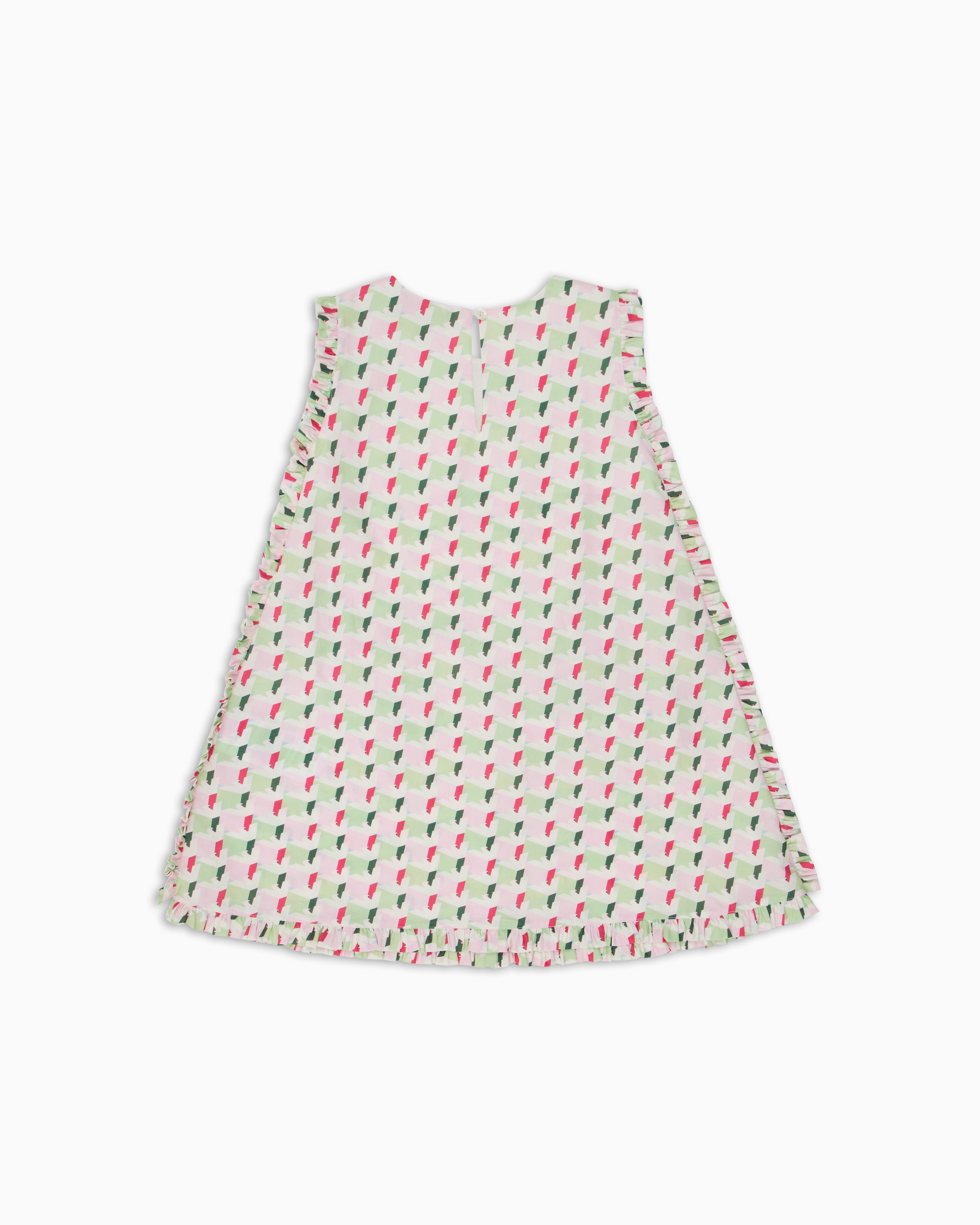 Emporio Armani Poplin Sleeveless Dress With All-over Print In Multicoloured