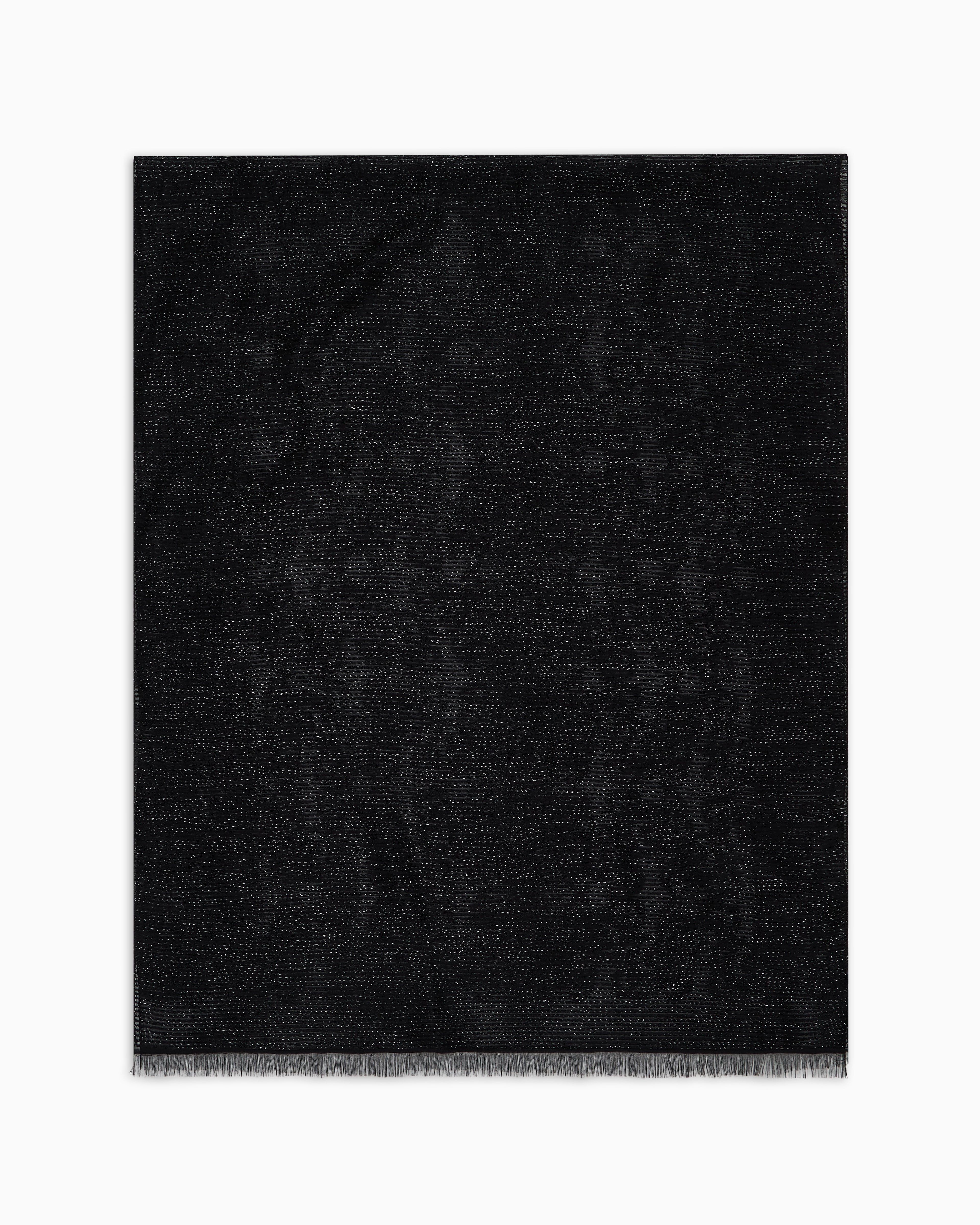 Emporio Armani Official Store Jacquard Silk Blend Stole With A Floral Motif In Black