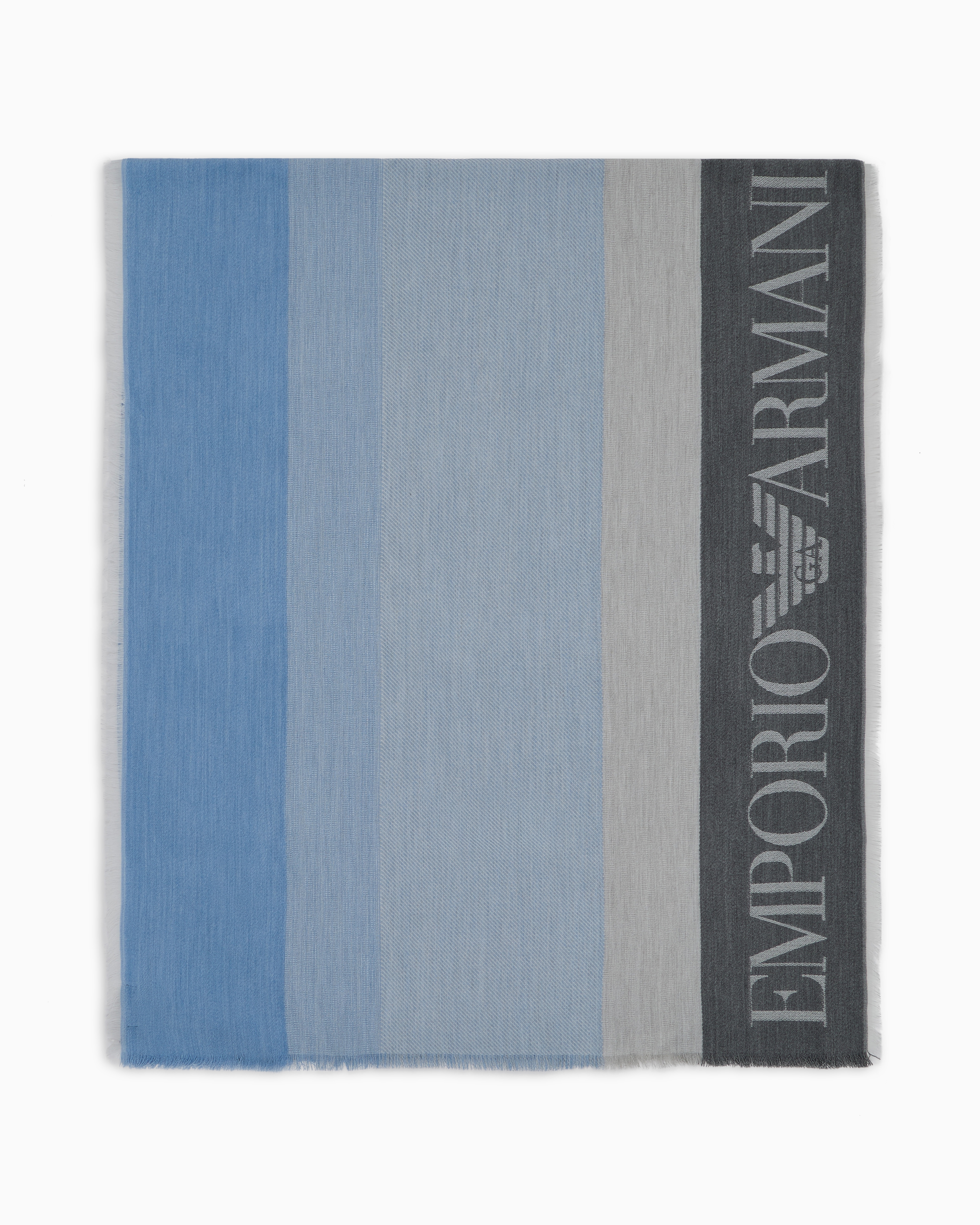 Emporio Armani Official Store Stole With Multicoloured Vertical Bands In Beige