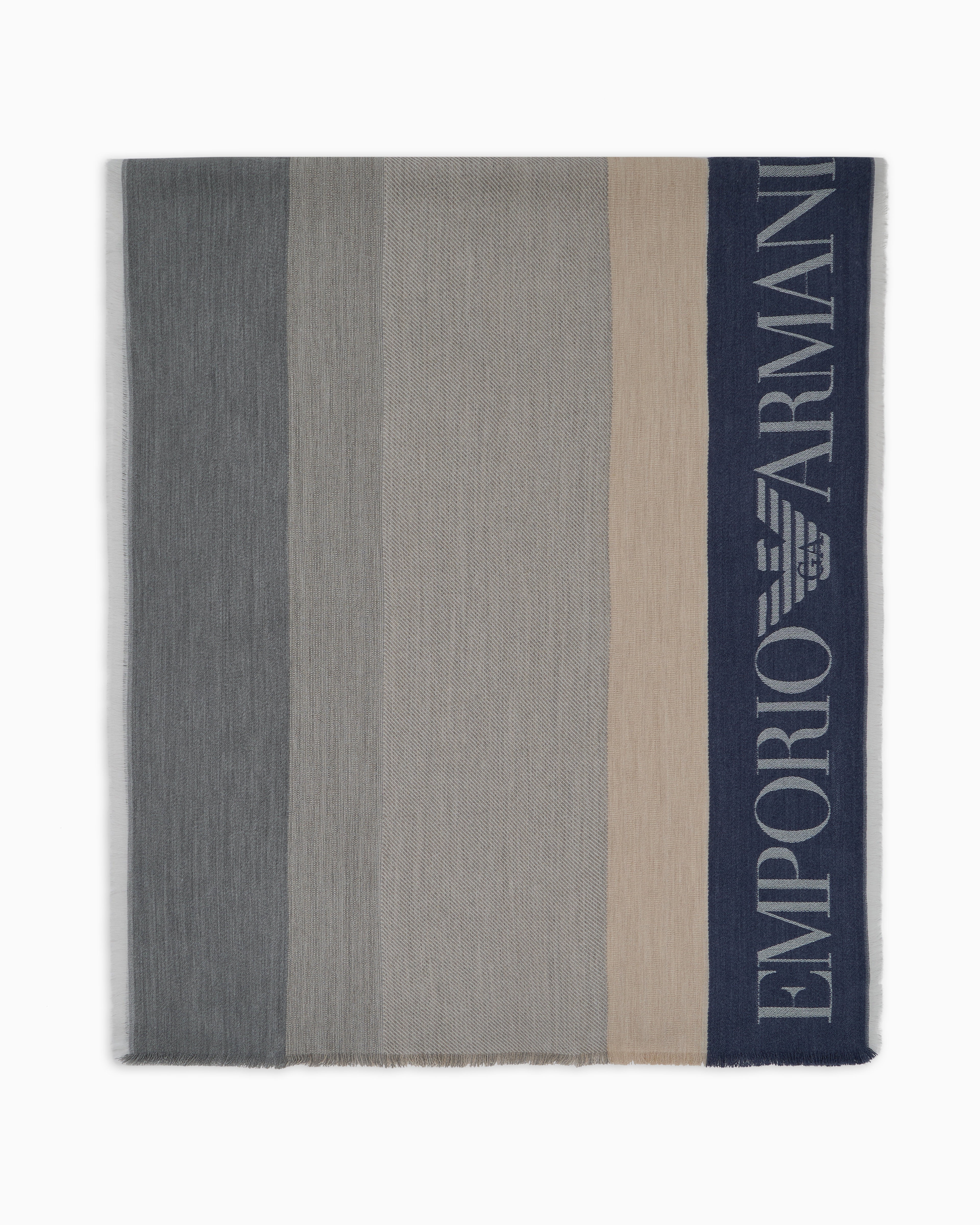 Emporio Armani Official Store Stole With Multicoloured Vertical Bands In Gray