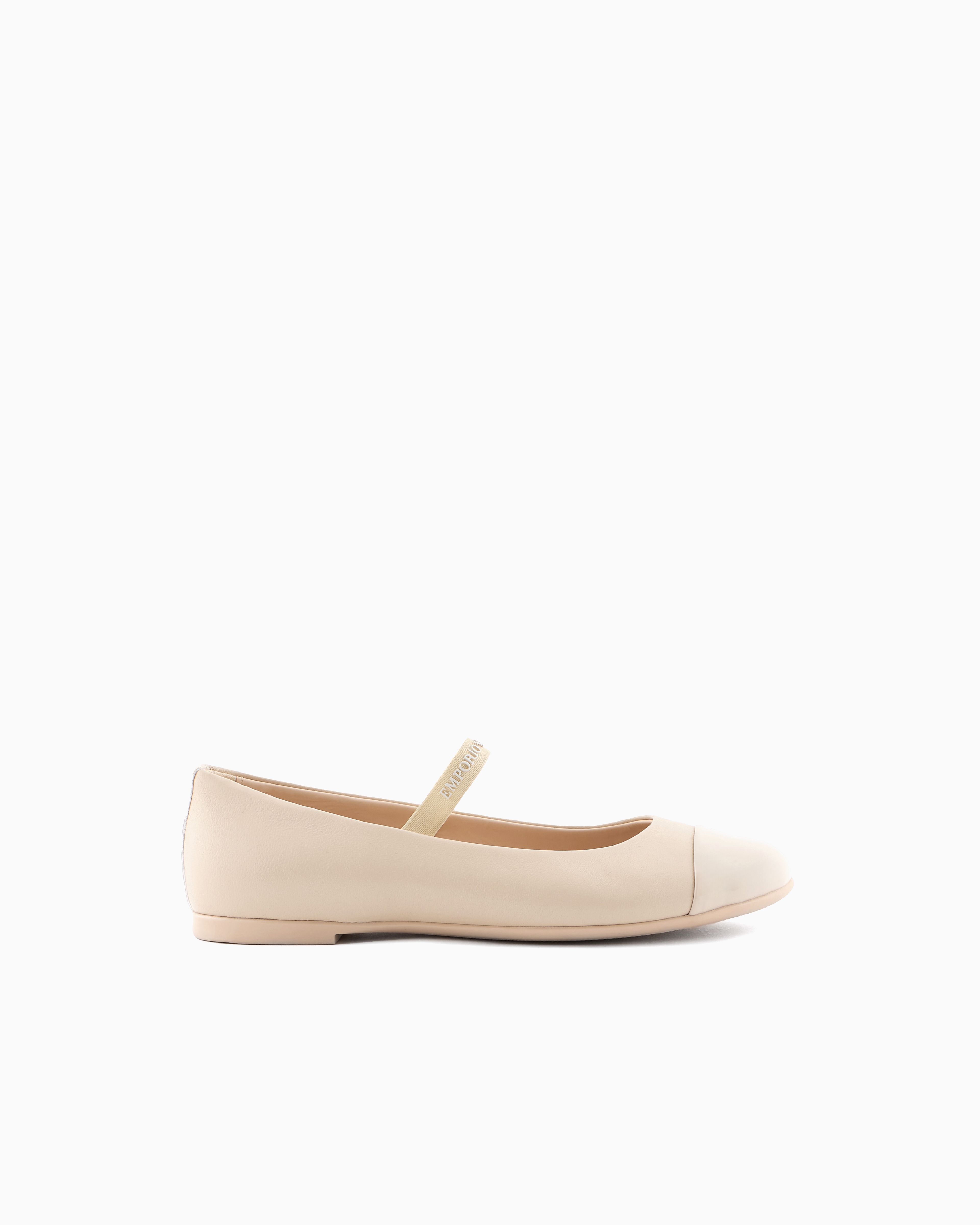 Emporio Armani Nappa-leather Ballerinas With Patent Leather Toe In Beige