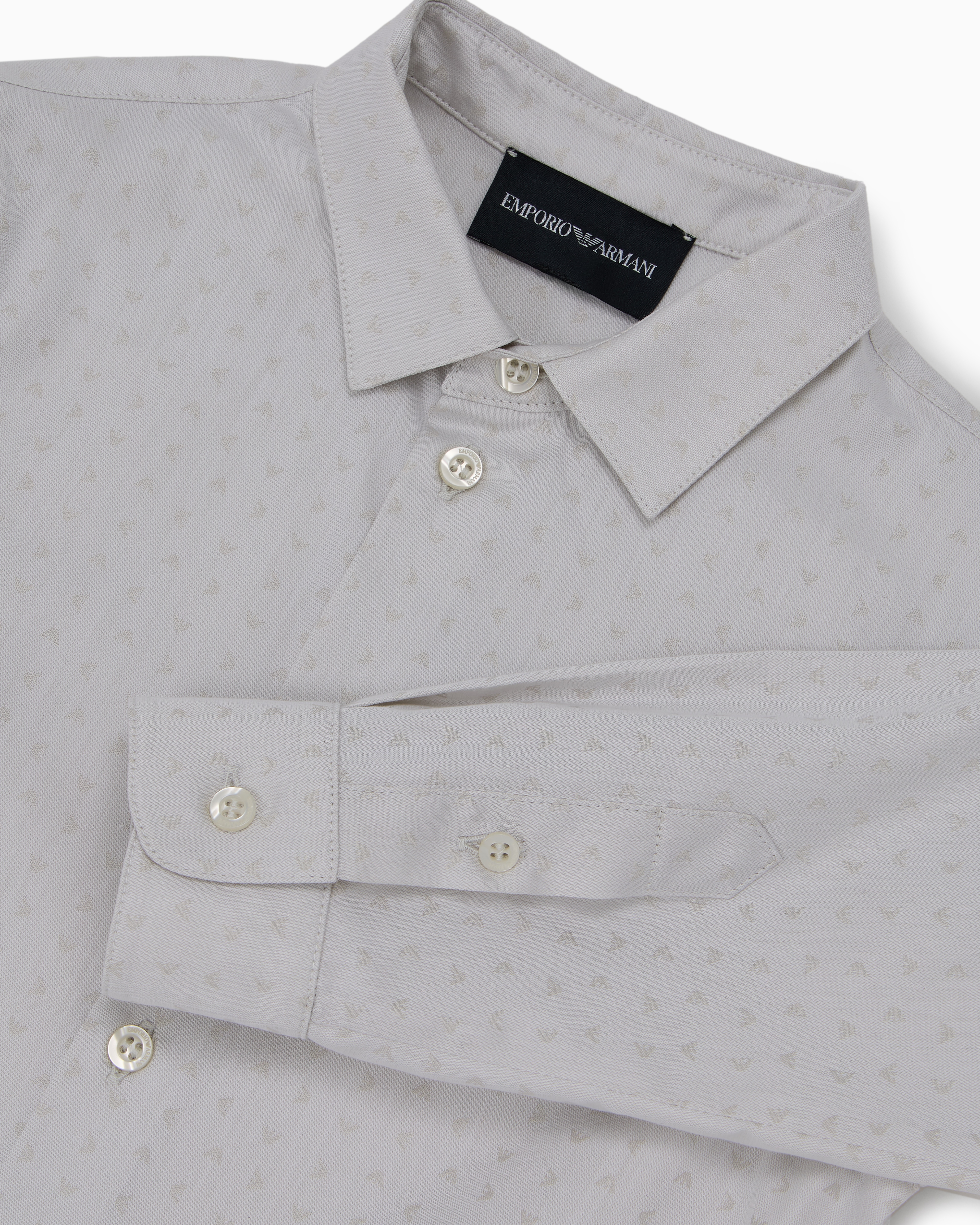 Shirt with all-over micro eagle motif | Emporio Armani