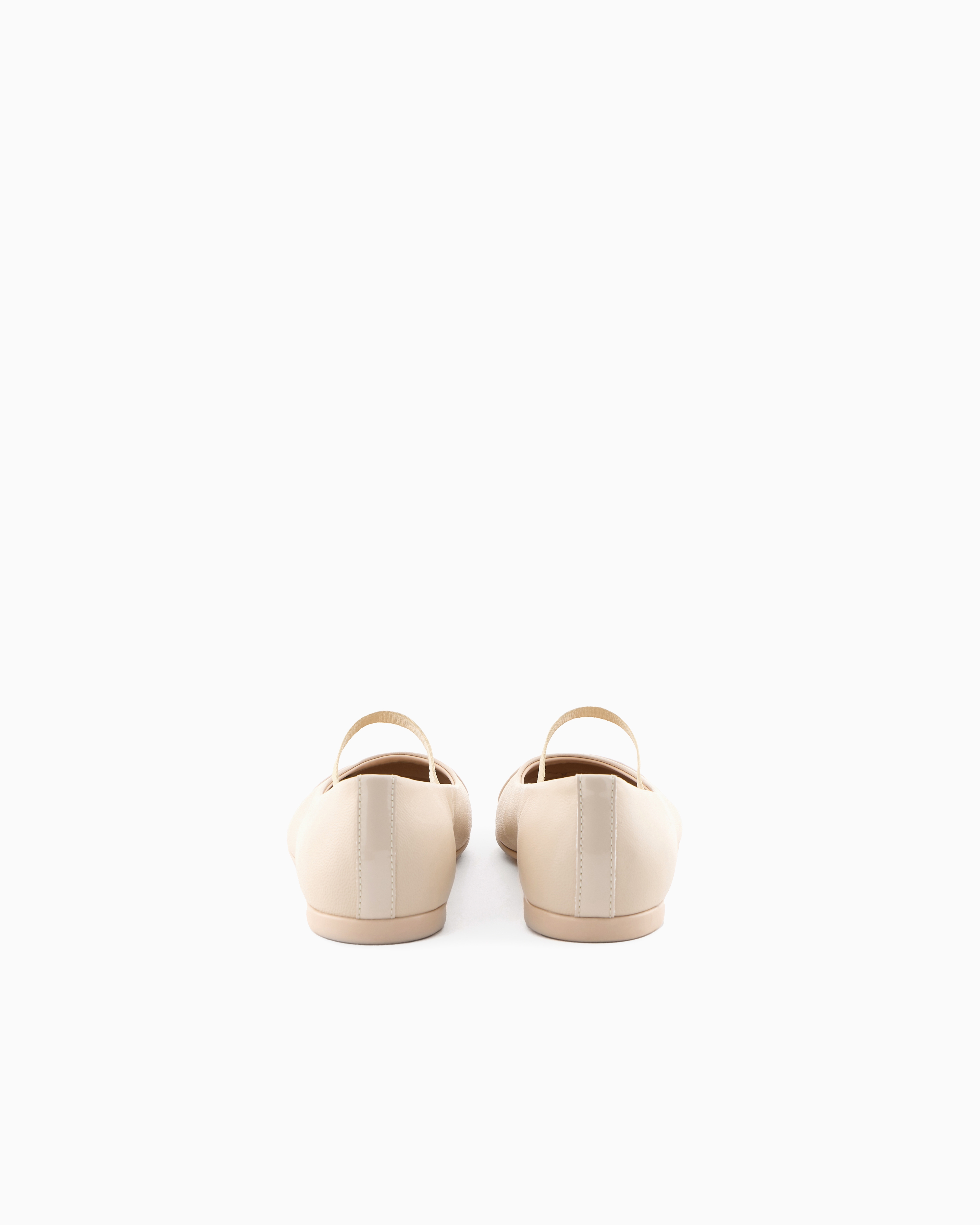 Emporio Armani Nappa-leather Ballerinas With Patent Leather Toe In Beige