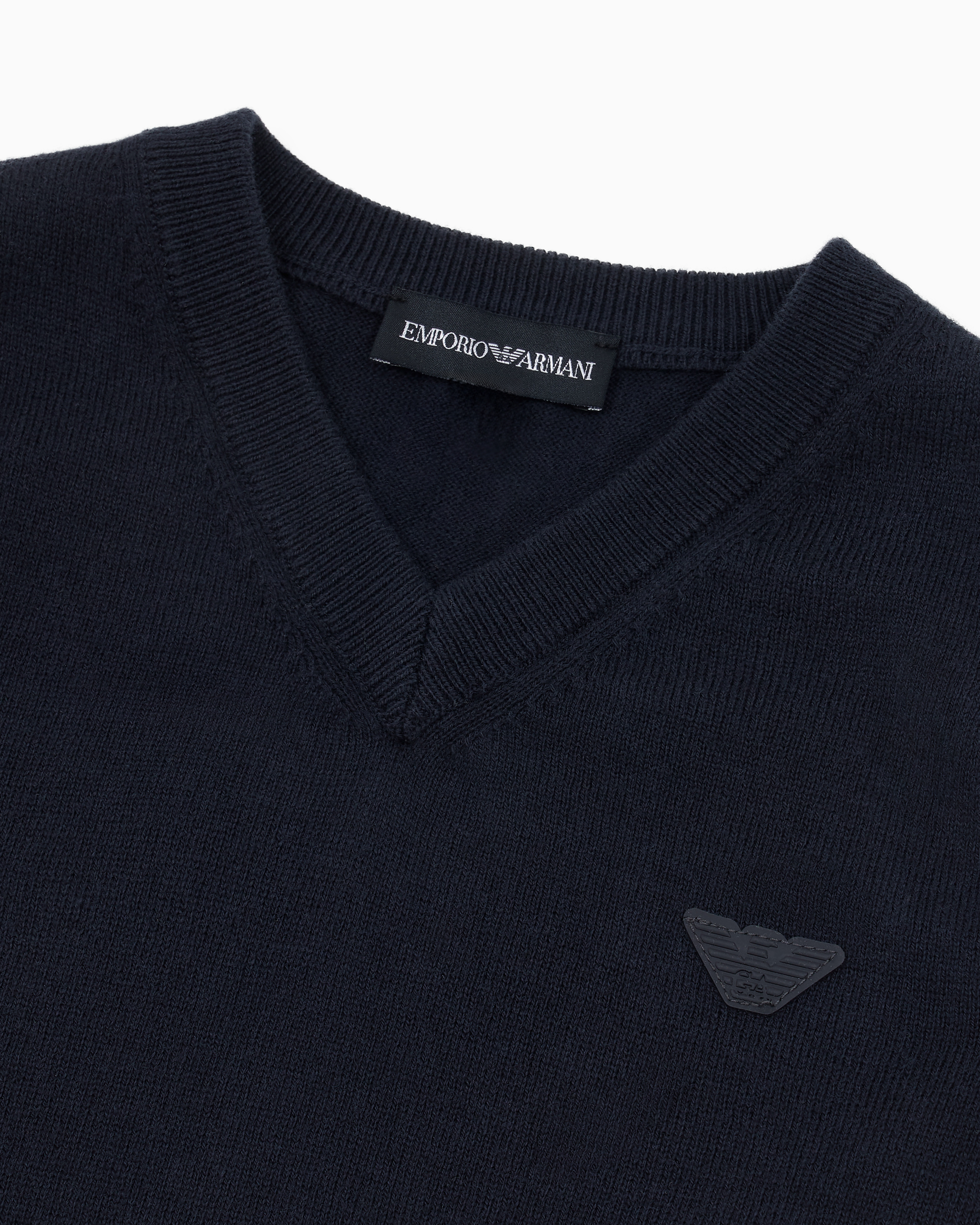 Emporio Armani Boys Navy Blue Cotton Sweater Vest In Navy_blue