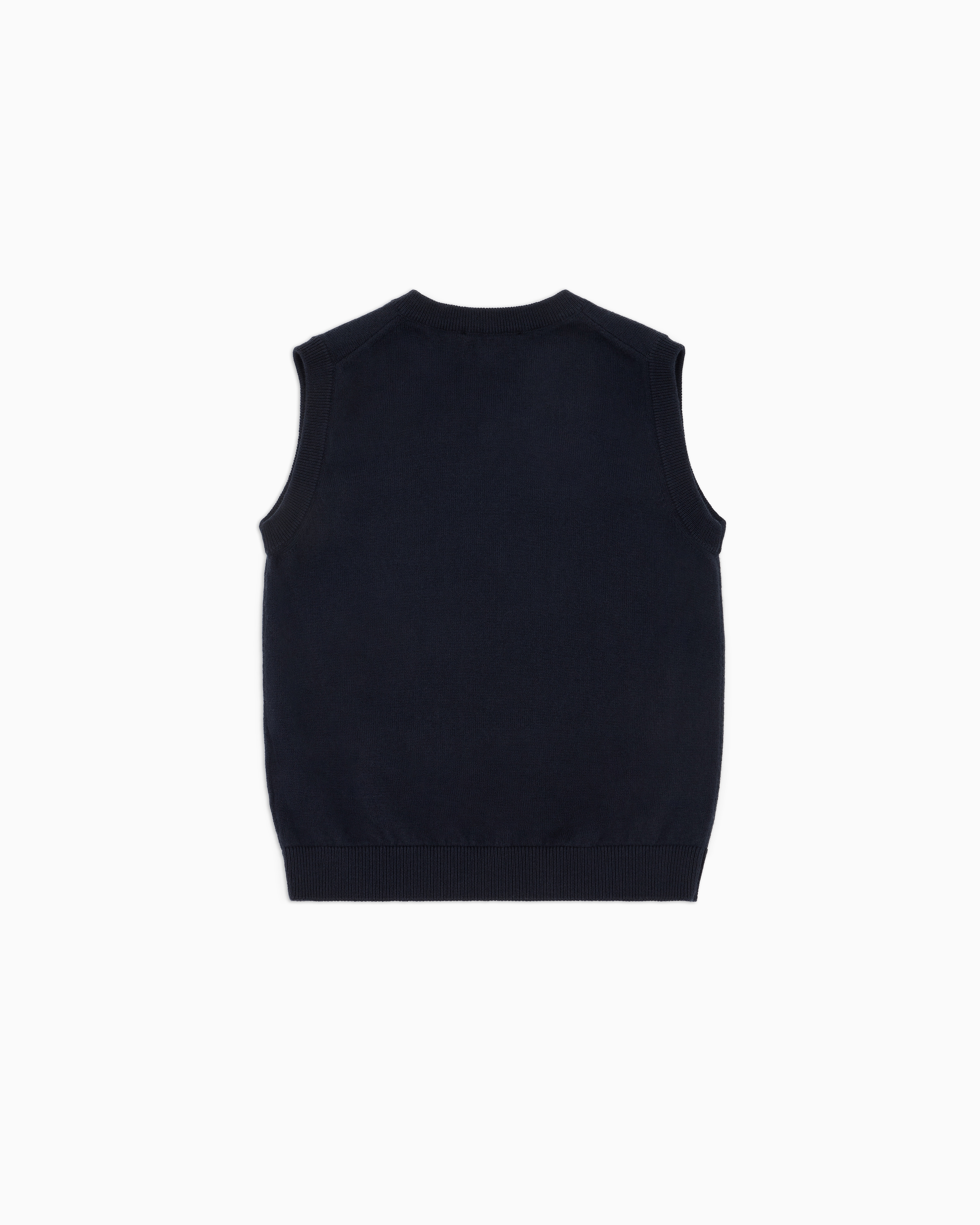 Emporio Armani Boys Navy Blue Cotton Sweater Vest In Navy_blue