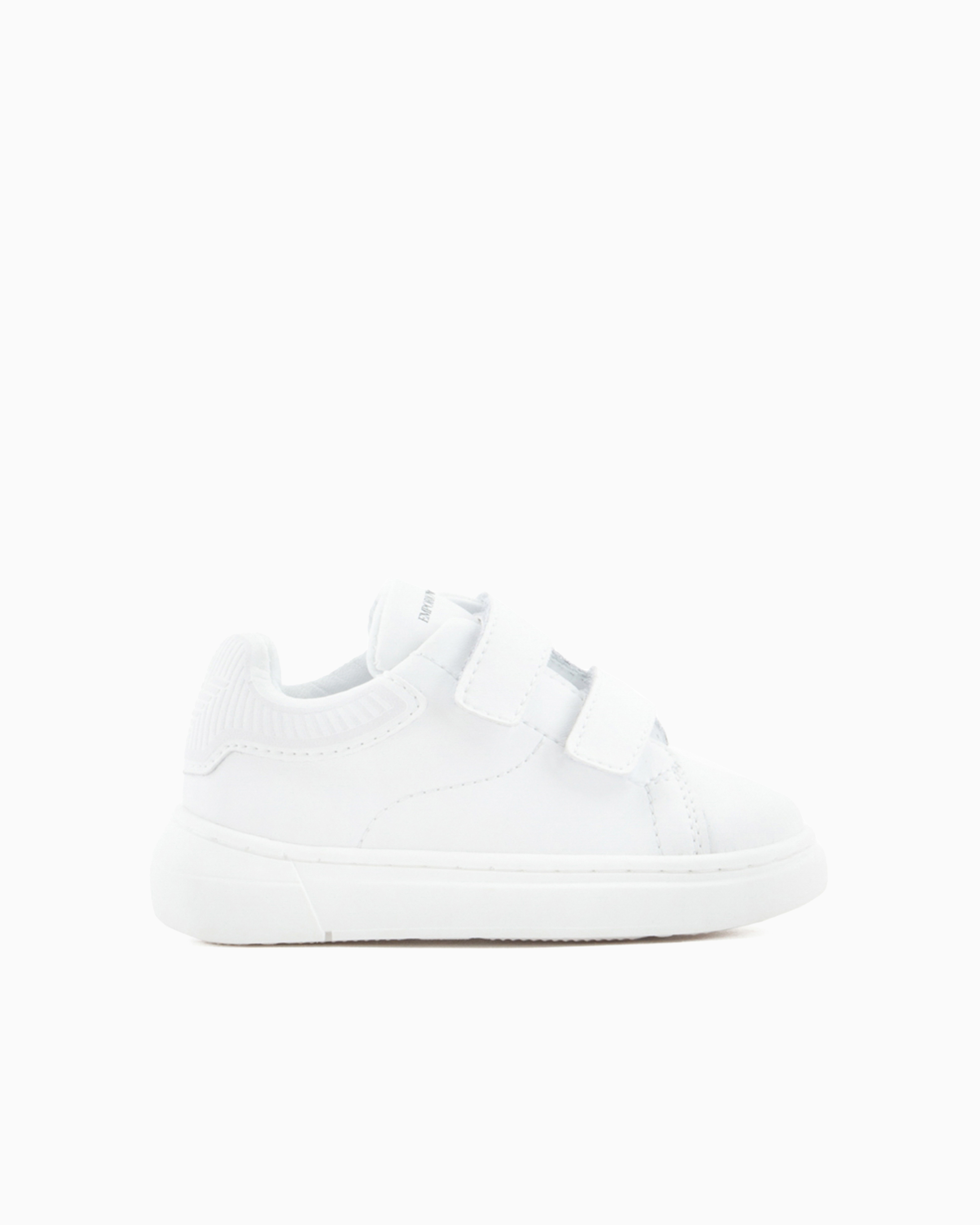 Emporio Armani Official Store Nappa-leather Sneakers With Strap In White