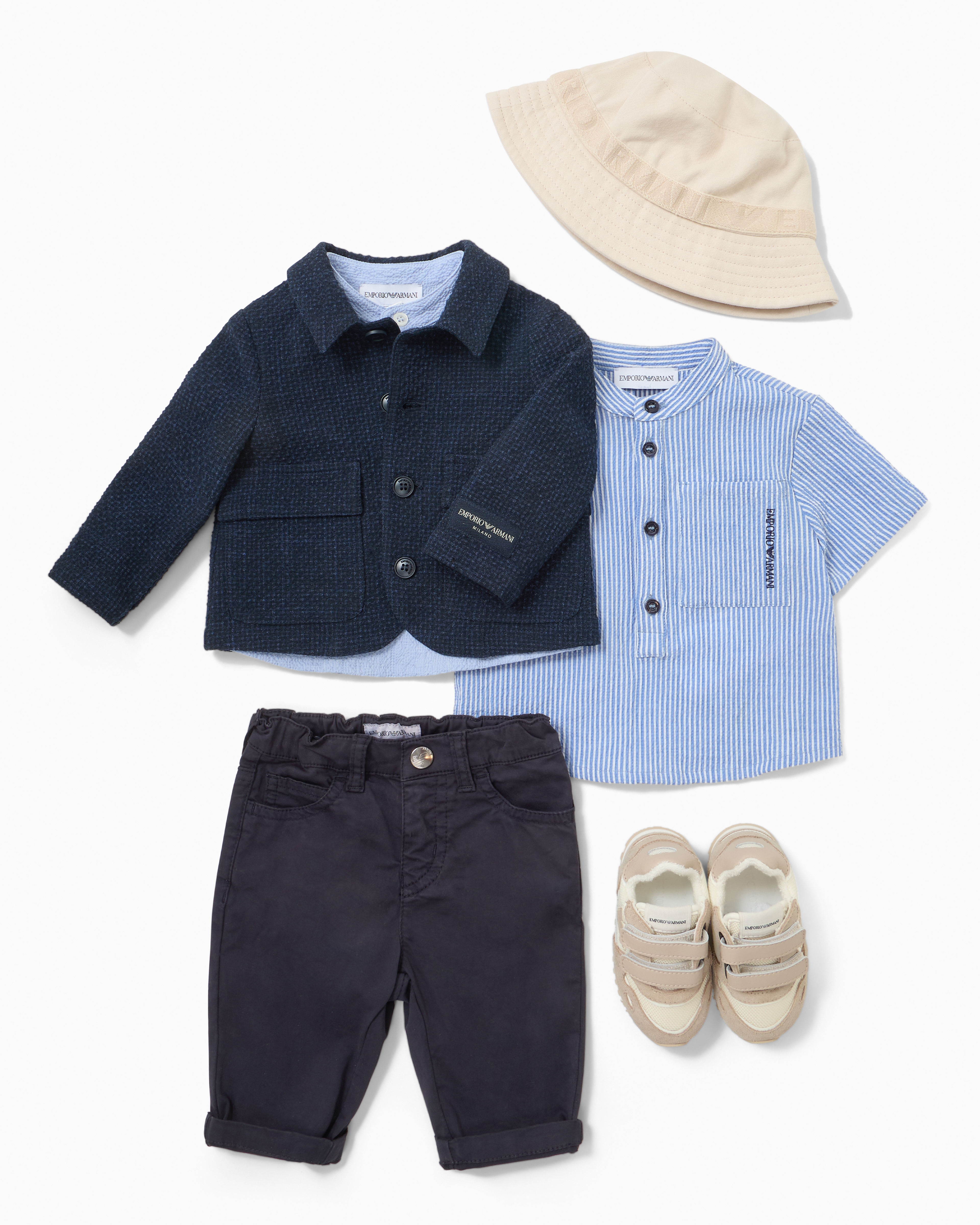 Emporio Armani Shirt With Guru Collar And Logo Embroidery In Light Blue