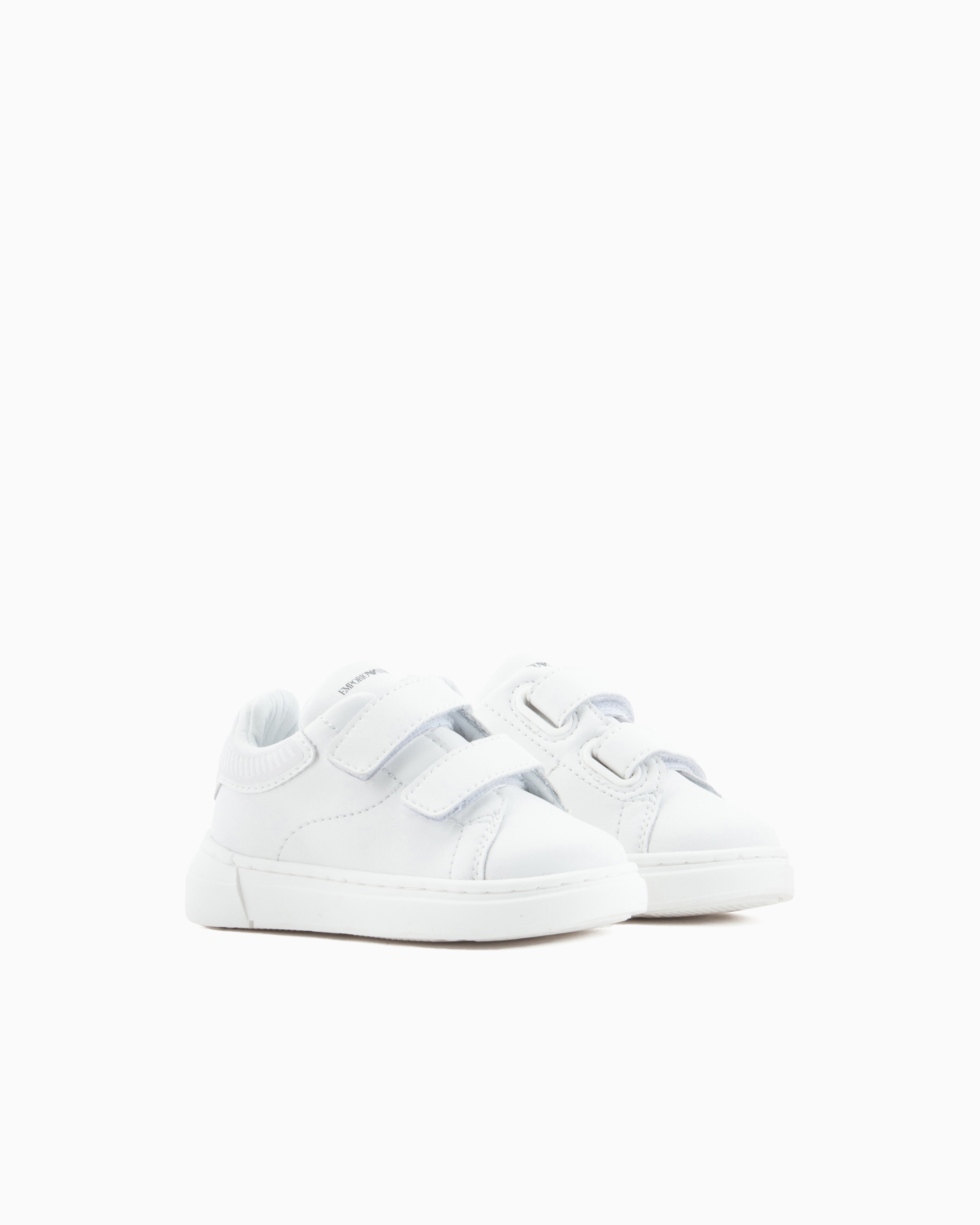 Emporio Armani Official Store Nappa-leather Sneakers With Strap In White