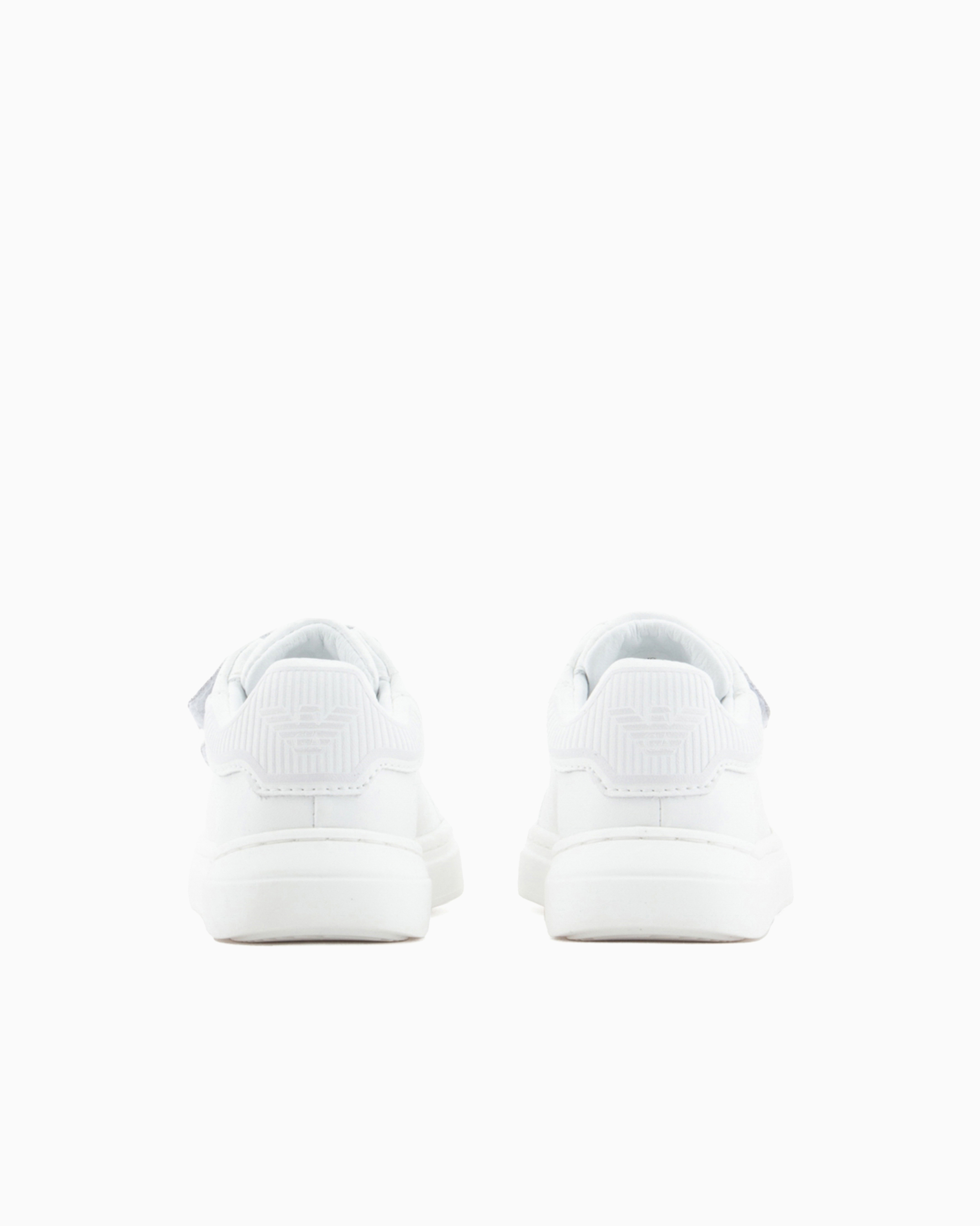 Emporio Armani Official Store Nappa-leather Sneakers With Strap In White