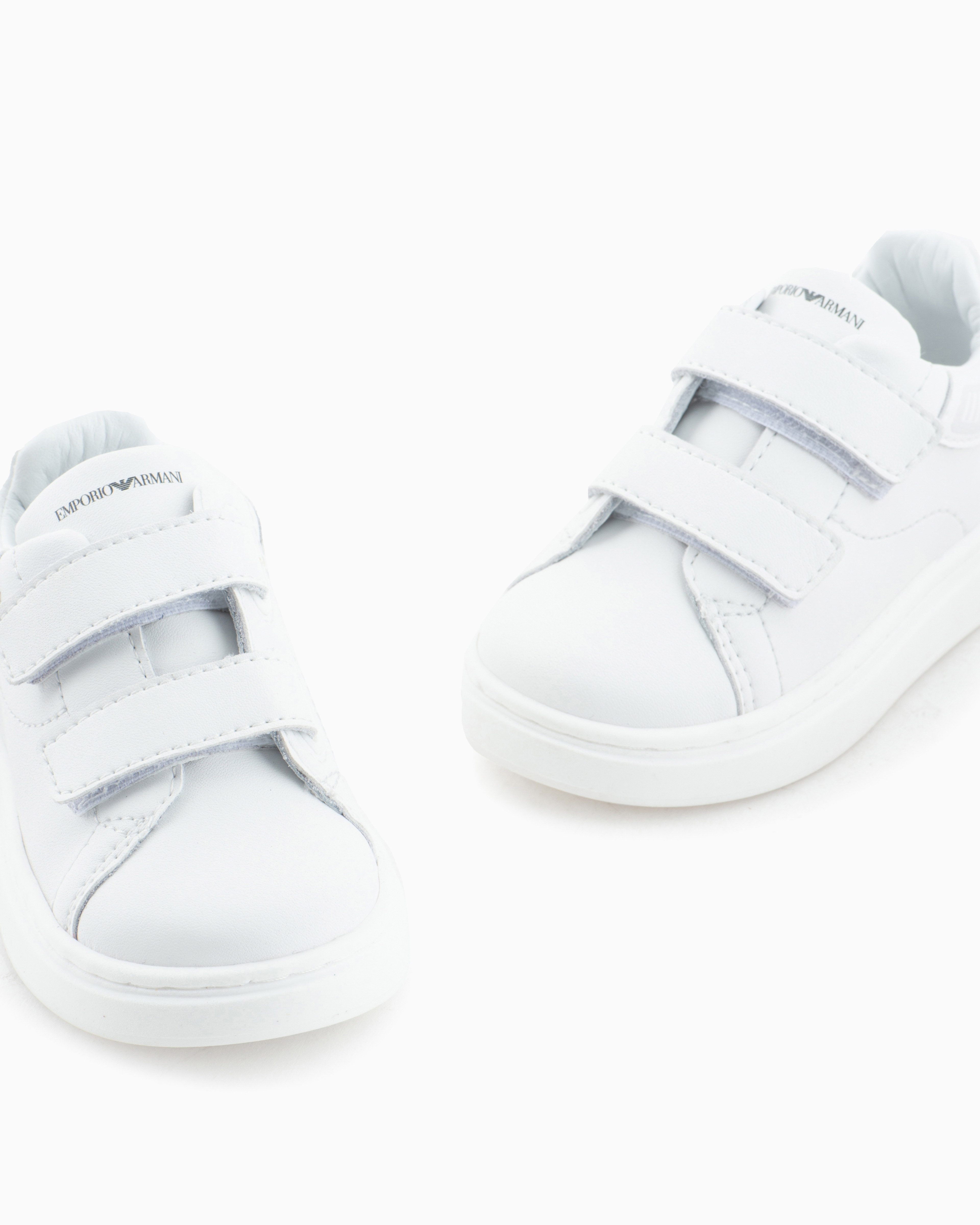 Emporio Armani Official Store Nappa-leather Sneakers With Strap In White