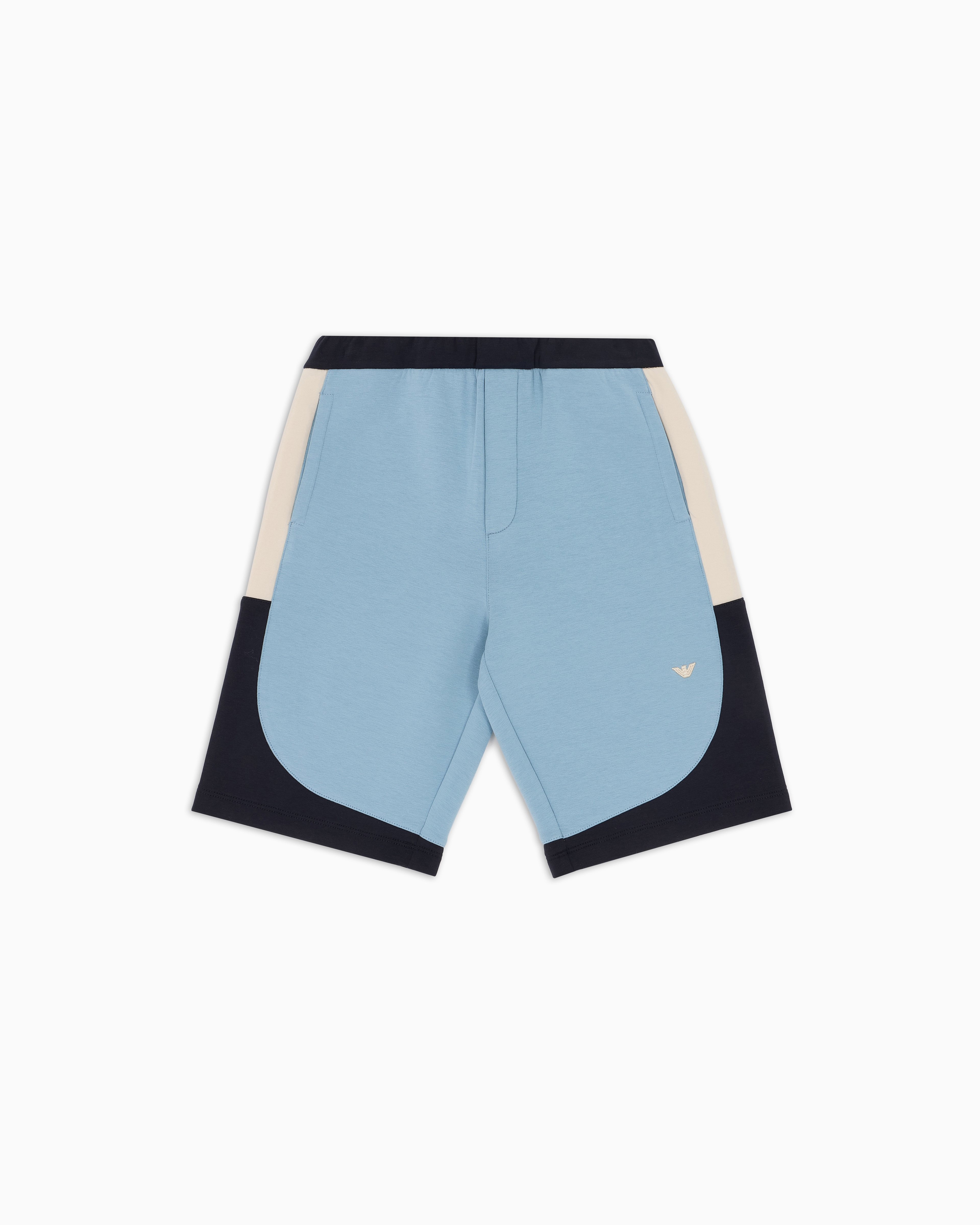 Emporio Armani Kids' Shorts Mit Colorblock-details Aus Doppellagigem Jersey In Blue