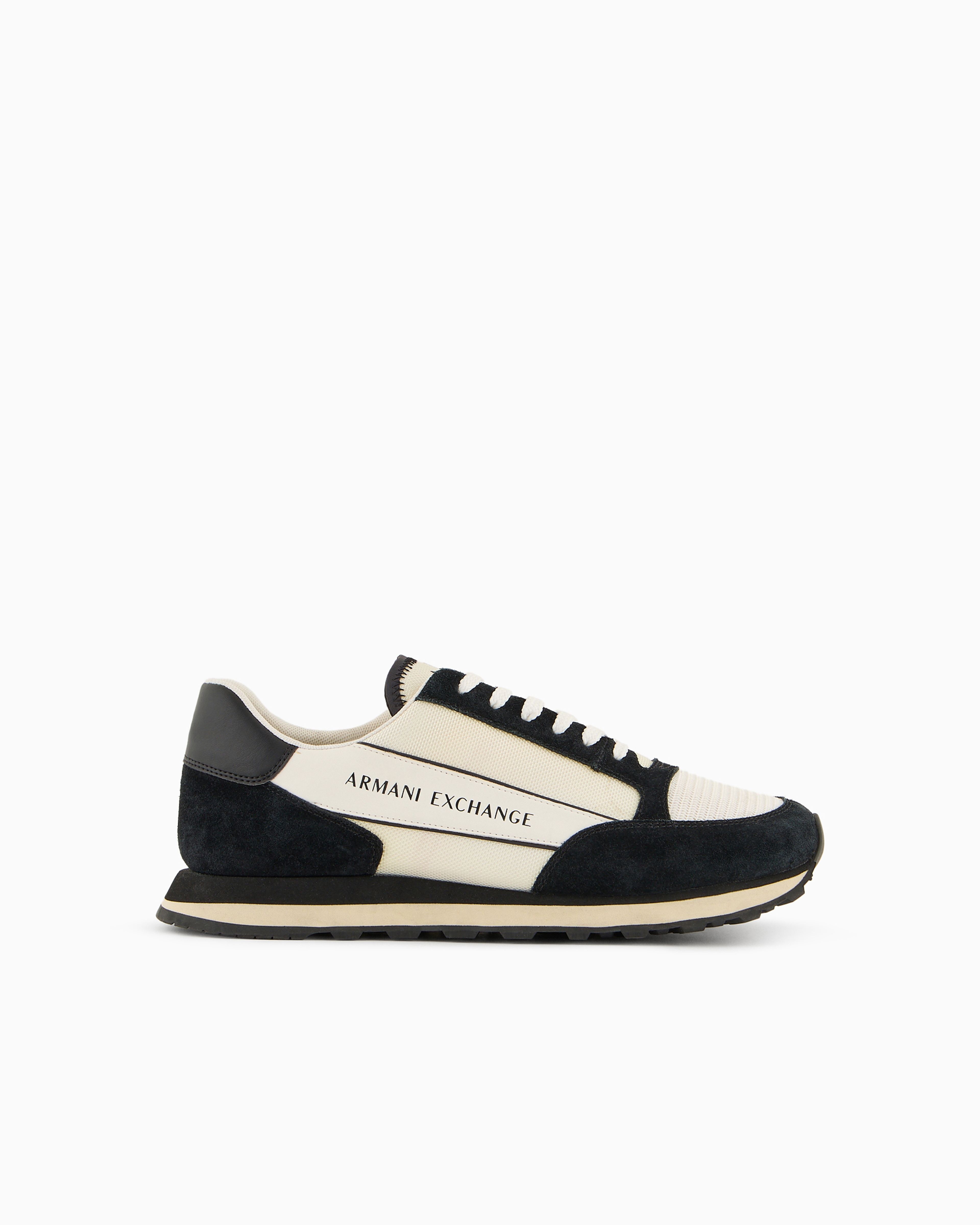 ARMANI EXCHANGE SUEDE SNEAKERS WITH MESH INSERTS 