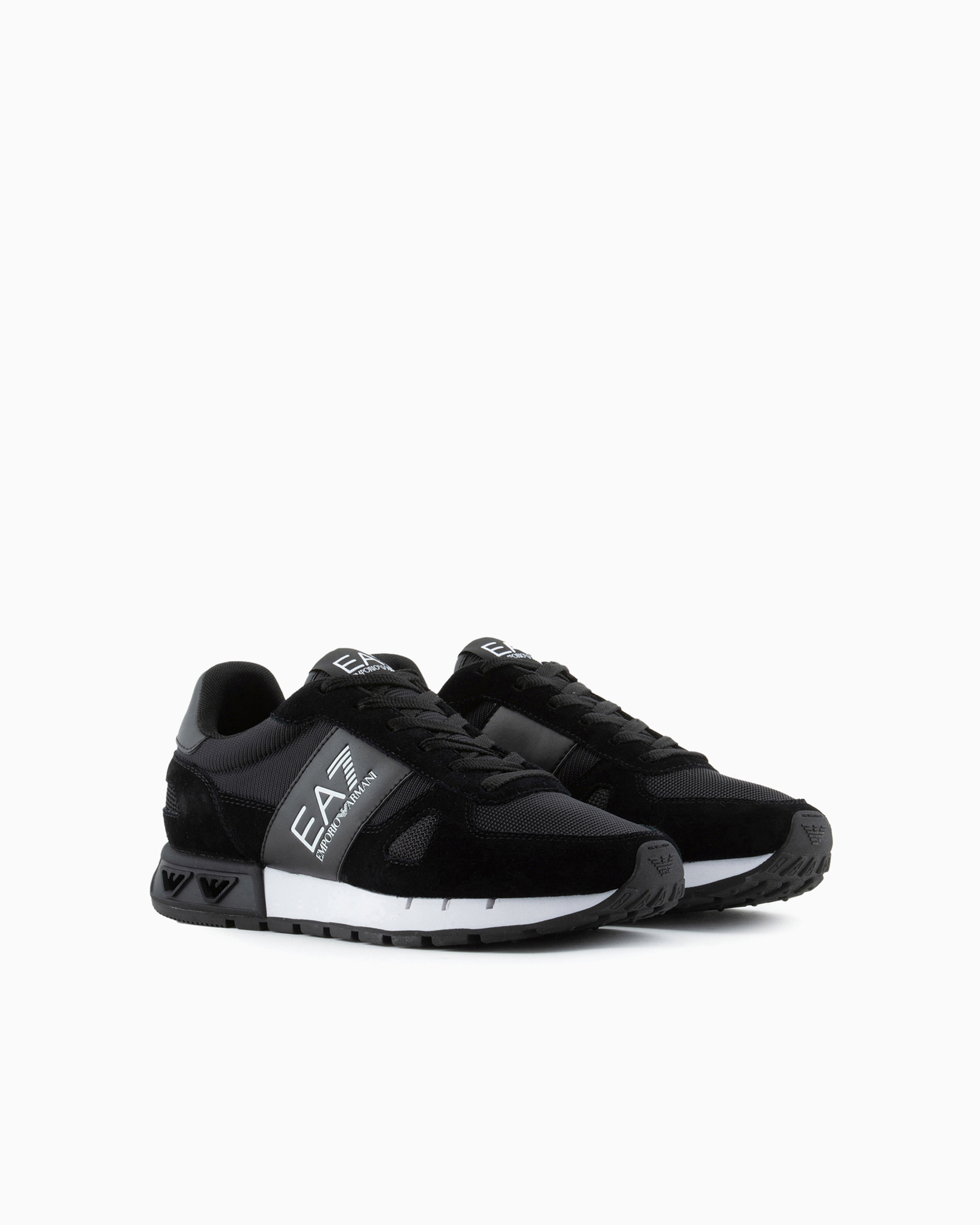 Shop Ea7 Black & White Legacy Sneakers