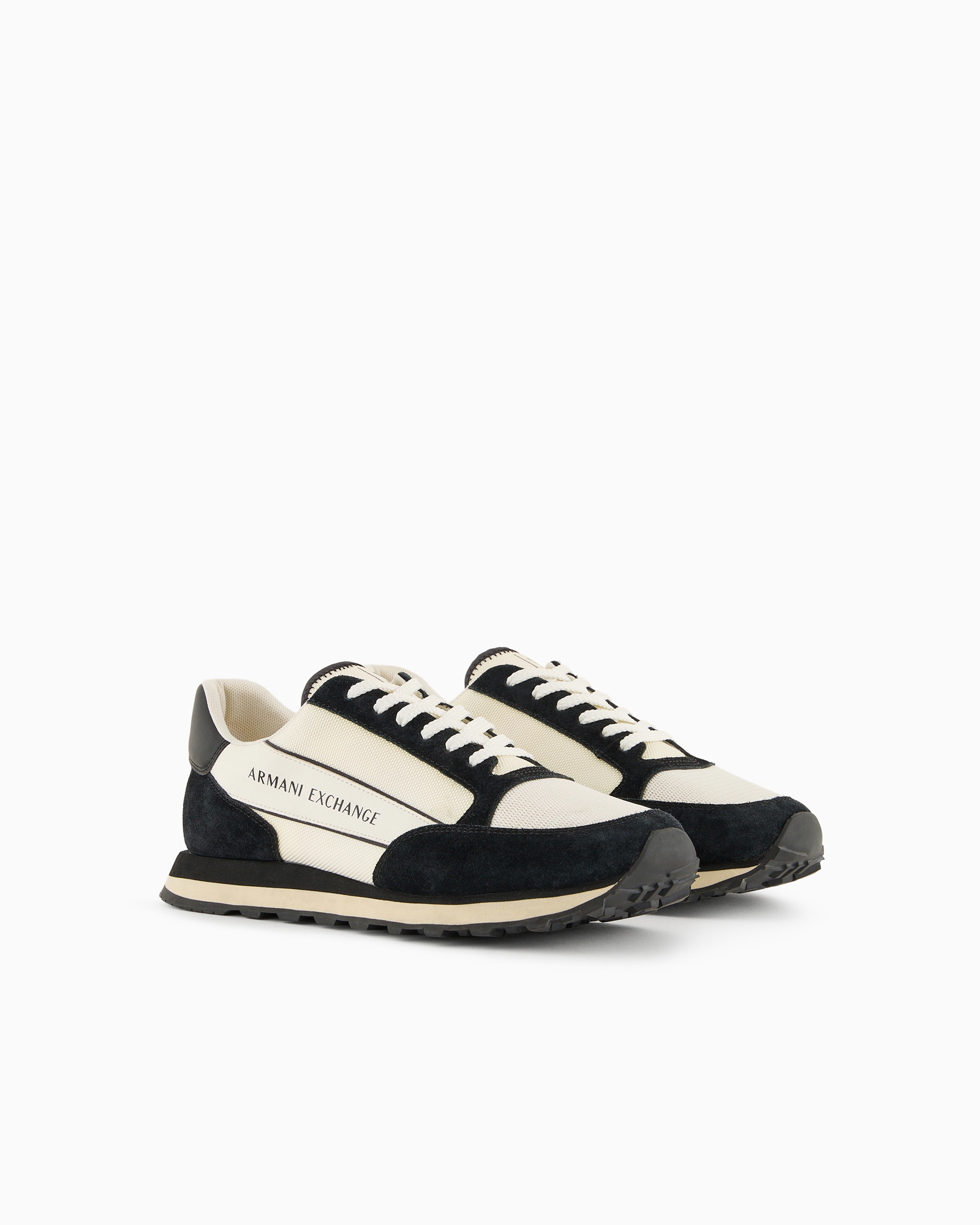 ARMANI EXCHANGE SUEDE SNEAKERS WITH MESH INSERTS 