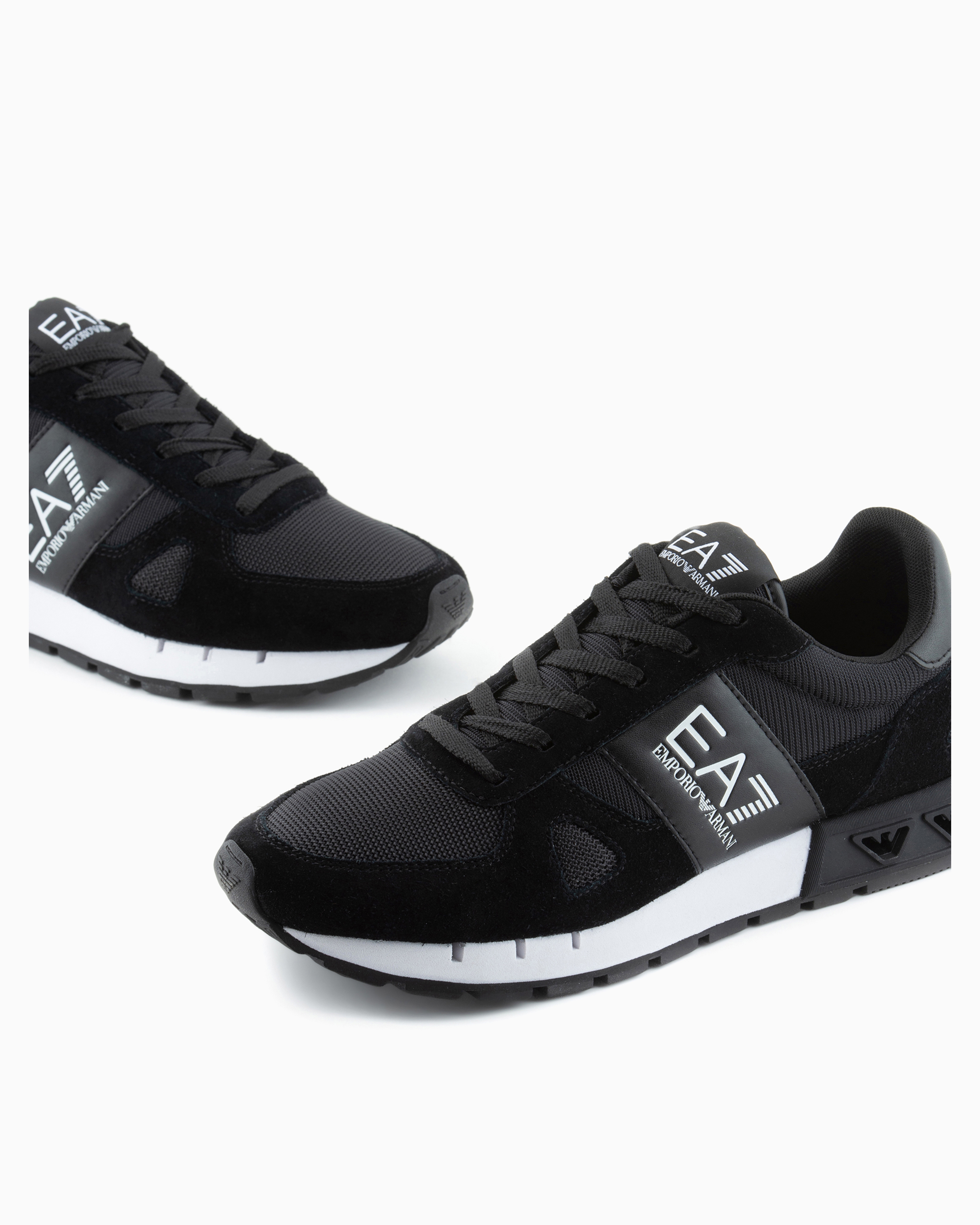 Shop Ea7 Black & White Legacy Sneakers