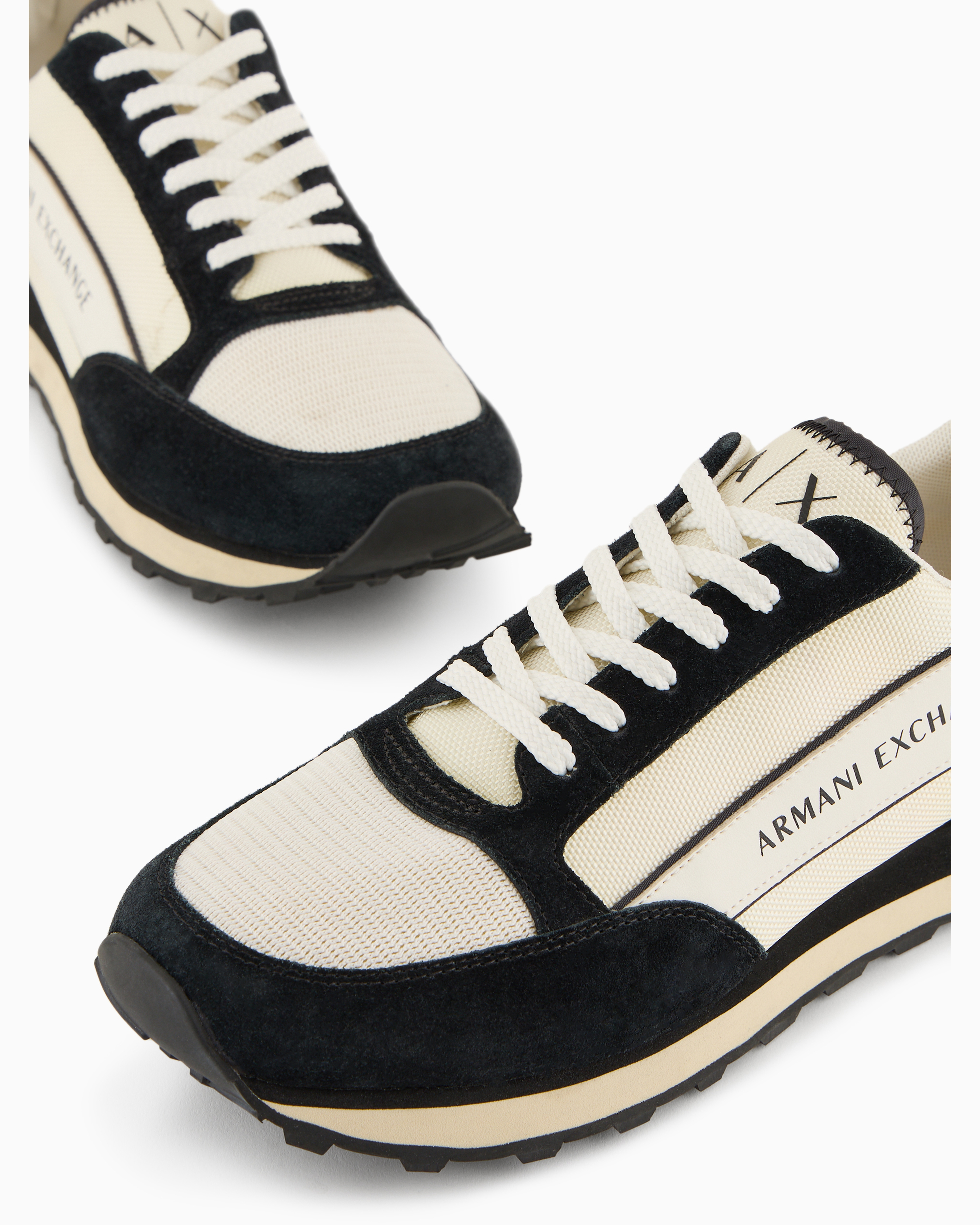 ARMANI EXCHANGE SUEDE SNEAKERS WITH MESH INSERTS 