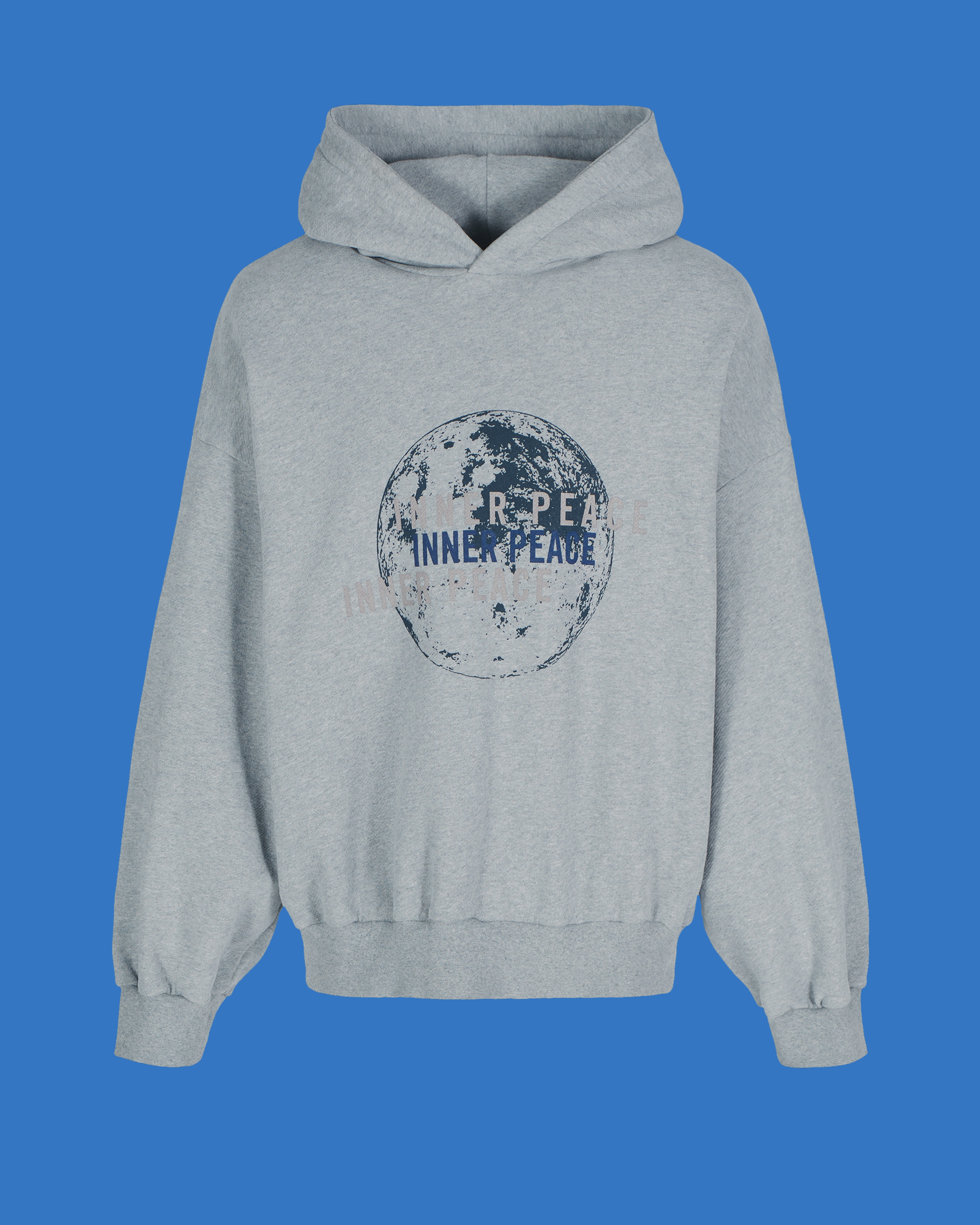 Emporio Armani Asv Black Blue Capsule Collection Slogan Oversize Hooded Sweatshirt In Organic Jersey In Grey
