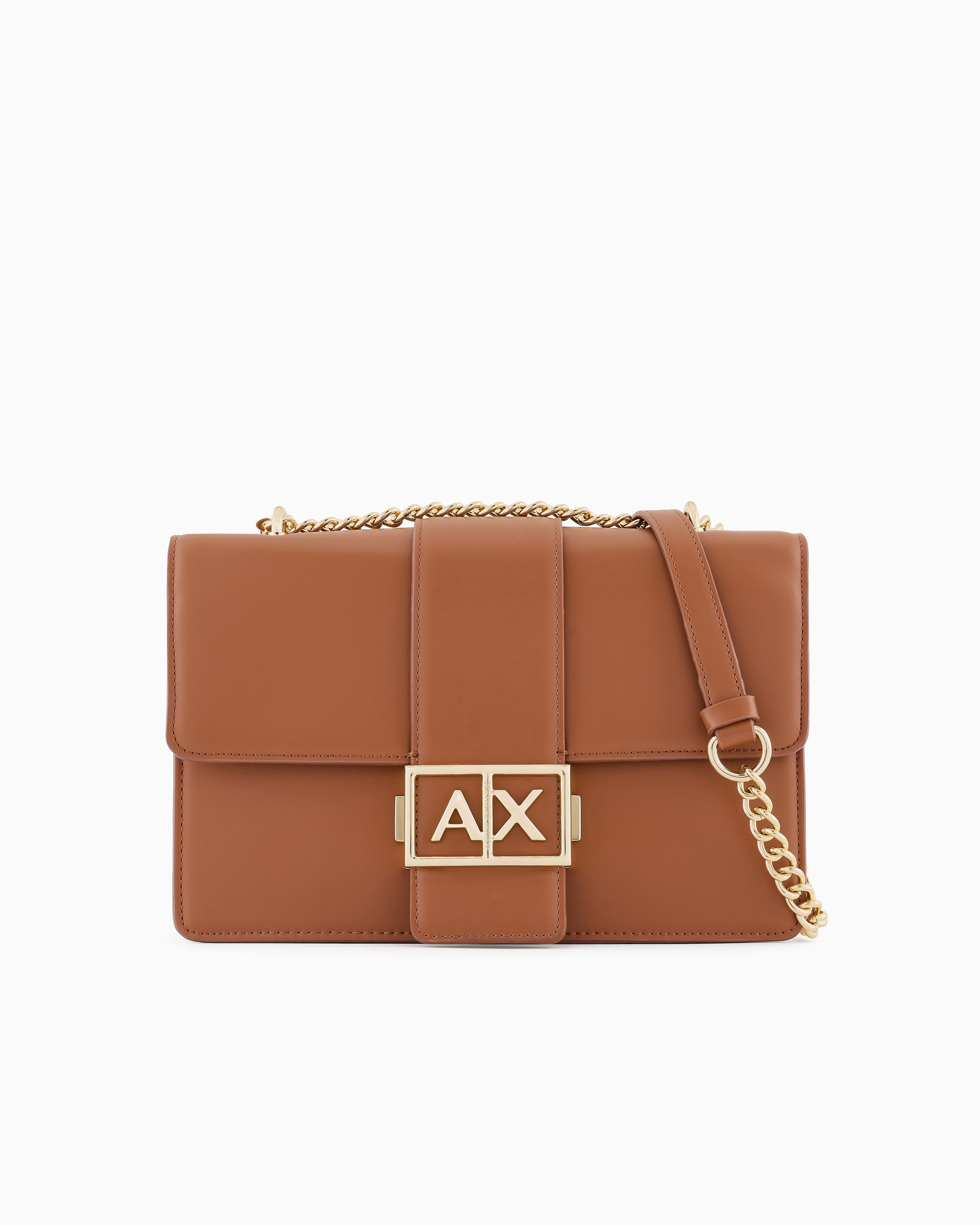 Armani Exchange Official Store Bag With Logo And Chain Shoulder Strap In Cuir