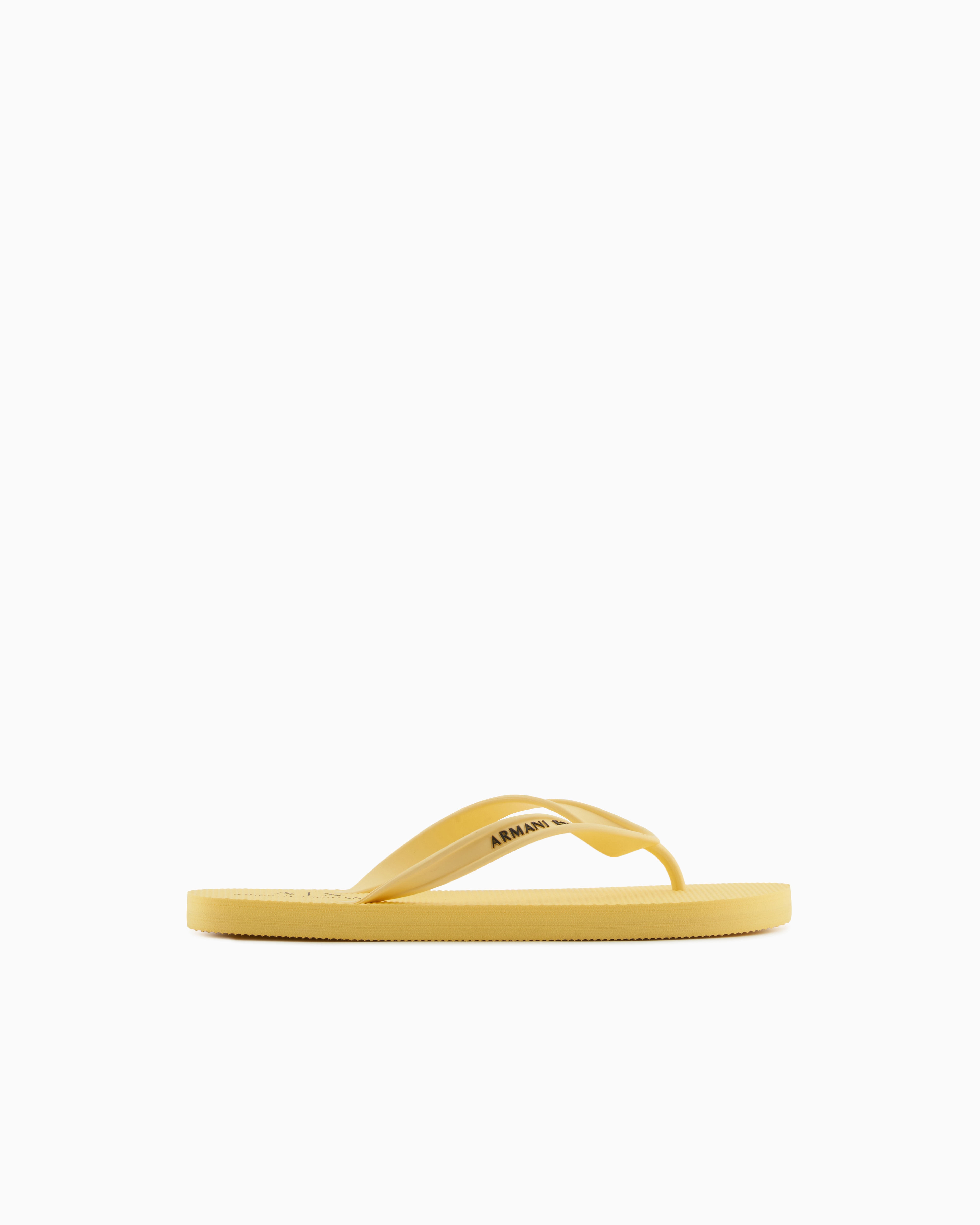 Armani Exchange Rubber Flip Flops With Logo Writing In Yellow